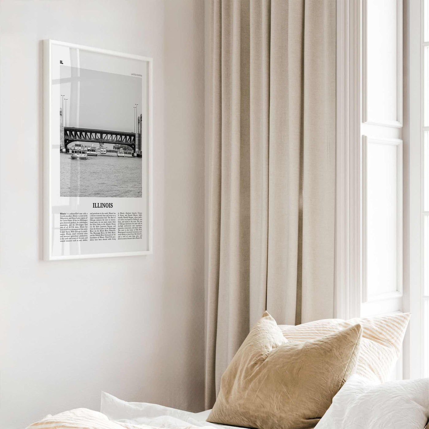 Illinois Print Black and White No 4, Illinois Wall Art, Illinois Poster, Illinois Photo, Illinois Wall Décor, Illinois Map, United States