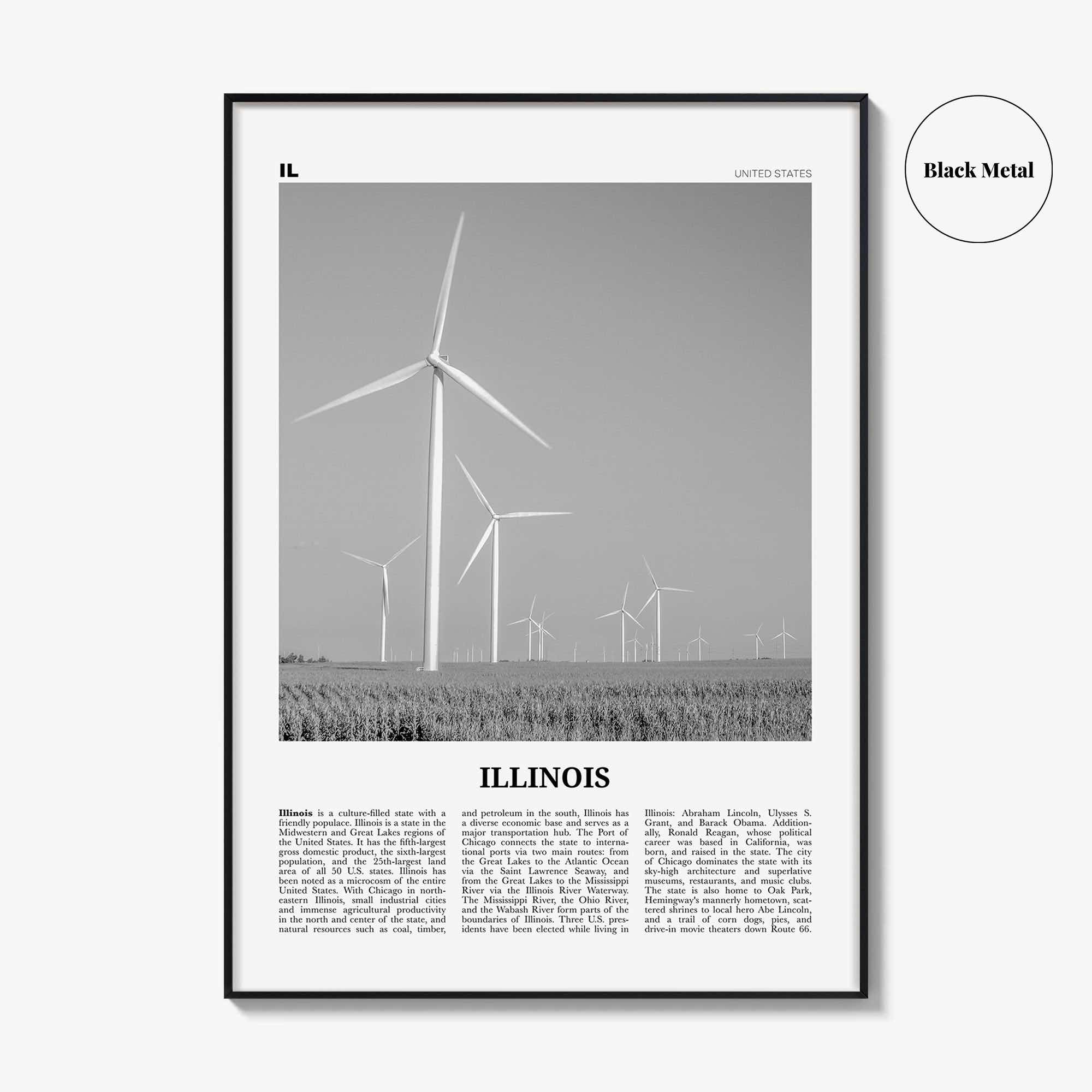 Illinois Print Black and White No 5, Illinois Wall Art, Illinois Poster, Illinois Photo, Illinois Wall Decor, USA, United States, America