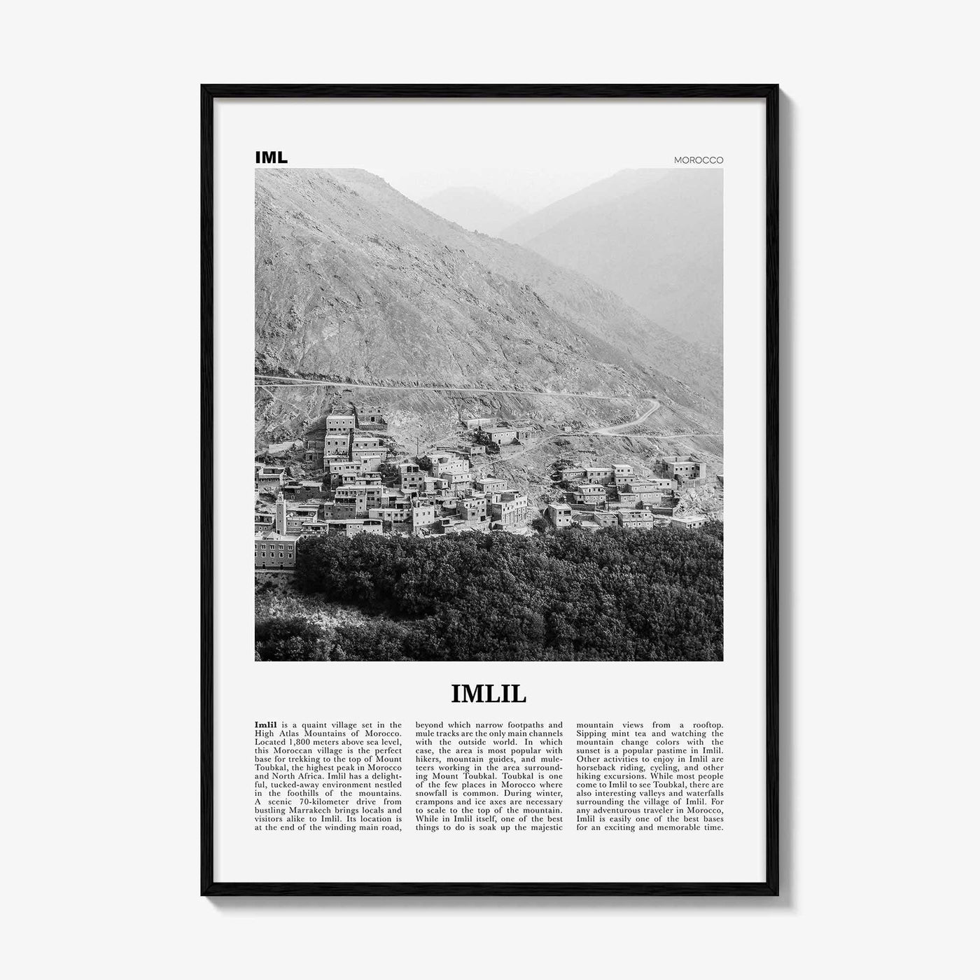 Imlil Print Black and White, Imlil Wall Art, Imlil Poster, Imlil Photo, Imlil Wall Décor, Imlil Map, Morocco