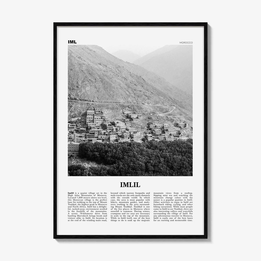 Imlil Print Black and White, Imlil Wall Art, Imlil Poster, Imlil Photo, Imlil Wall Décor, Imlil Map, Morocco