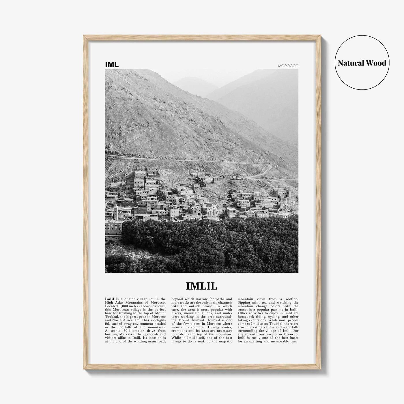 Imlil Print Black and White, Imlil Wall Art, Imlil Poster, Imlil Photo, Imlil Wall Décor, Imlil Map, Morocco
