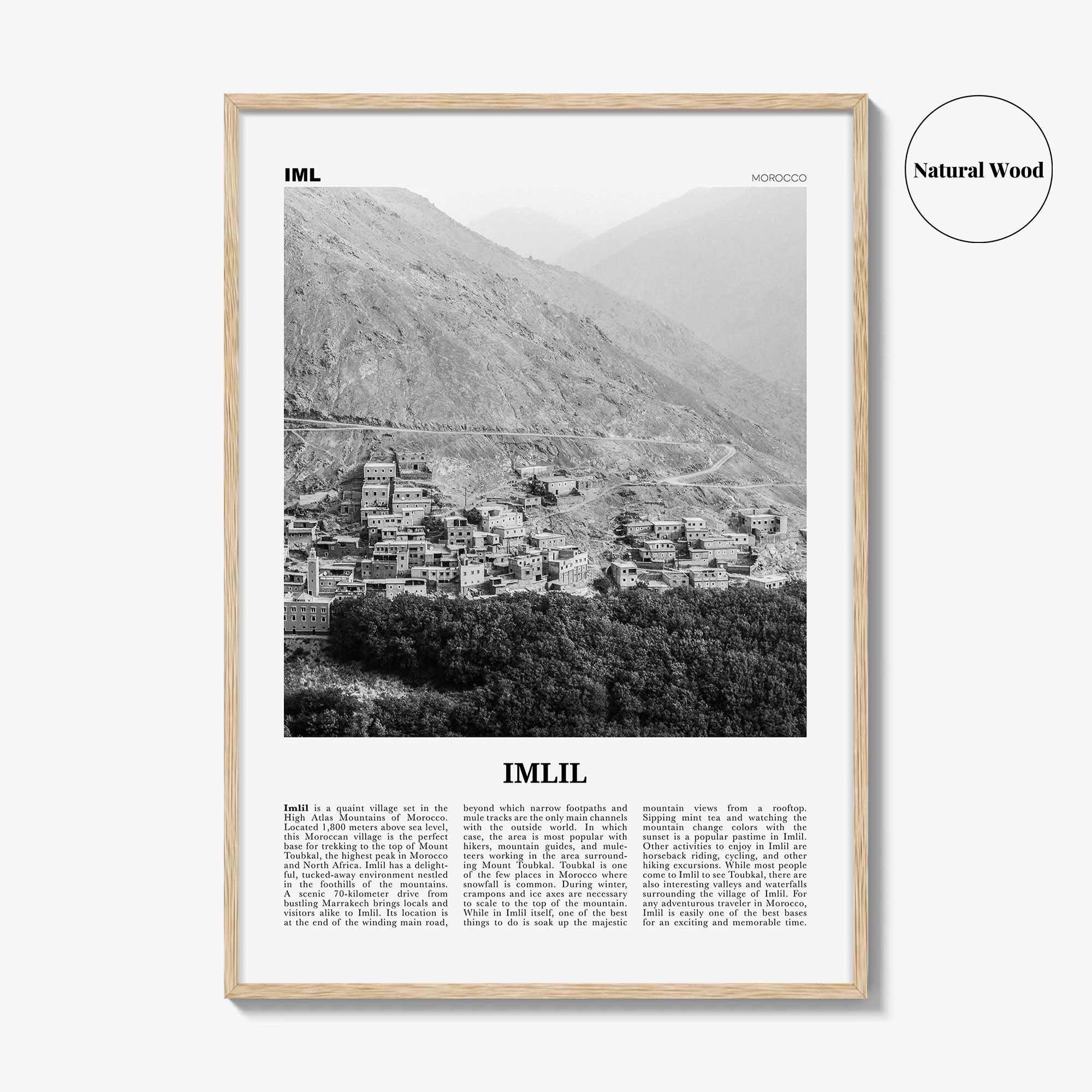 Imlil Print Black and White, Imlil Wall Art, Imlil Poster, Imlil Photo, Imlil Wall Décor, Imlil Map, Morocco