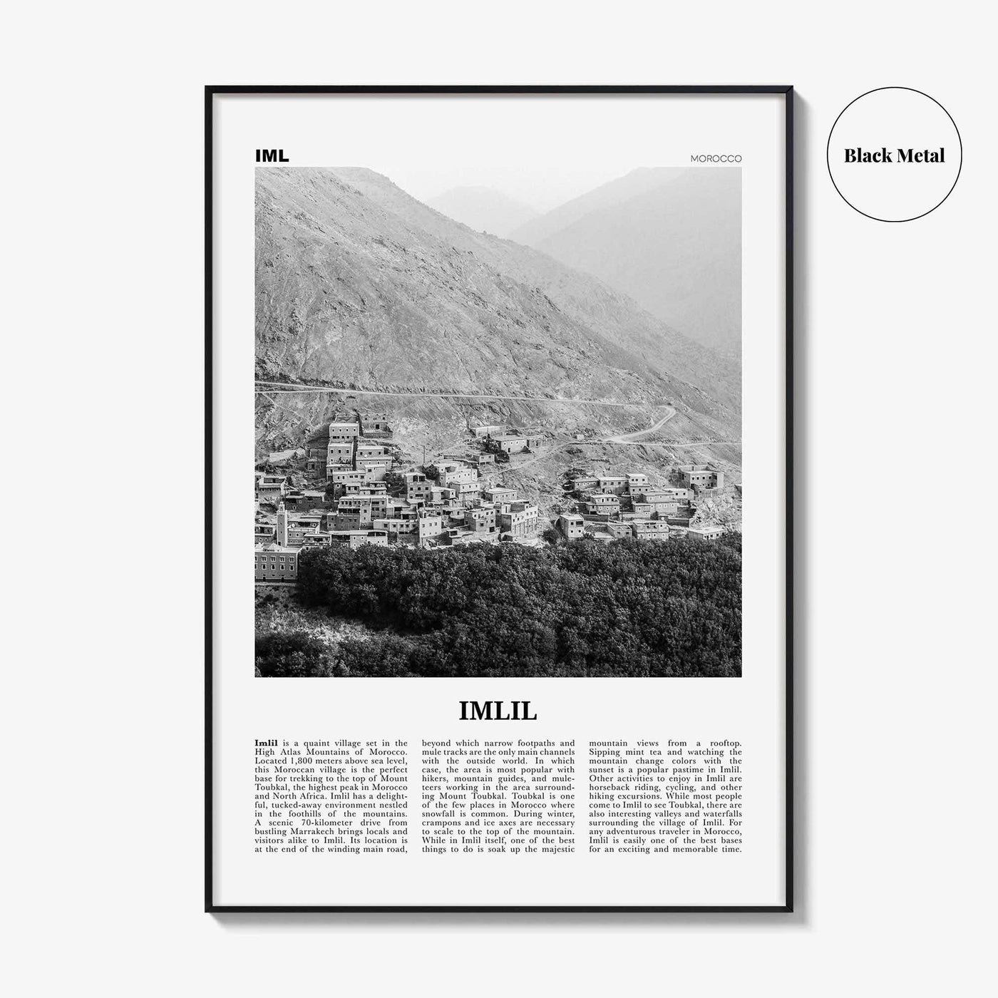 Imlil Print Black and White, Imlil Wall Art, Imlil Poster, Imlil Photo, Imlil Wall Décor, Imlil Map, Morocco