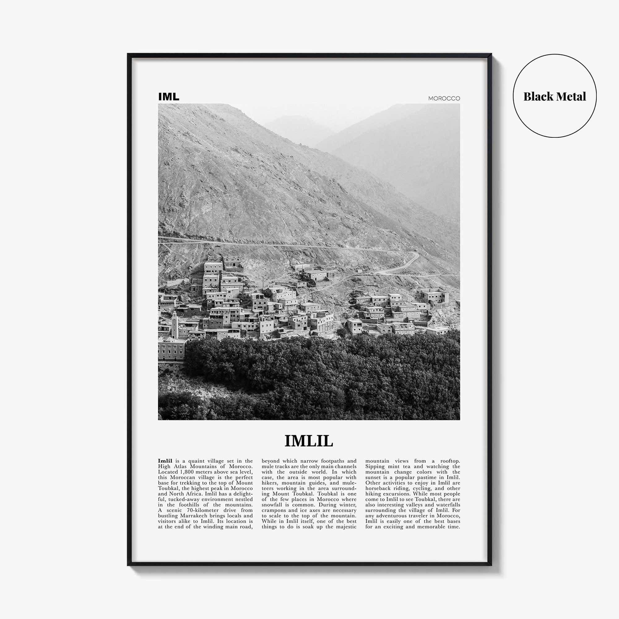 Imlil Print Black and White, Imlil Wall Art, Imlil Poster, Imlil Photo, Imlil Wall Décor, Imlil Map, Morocco