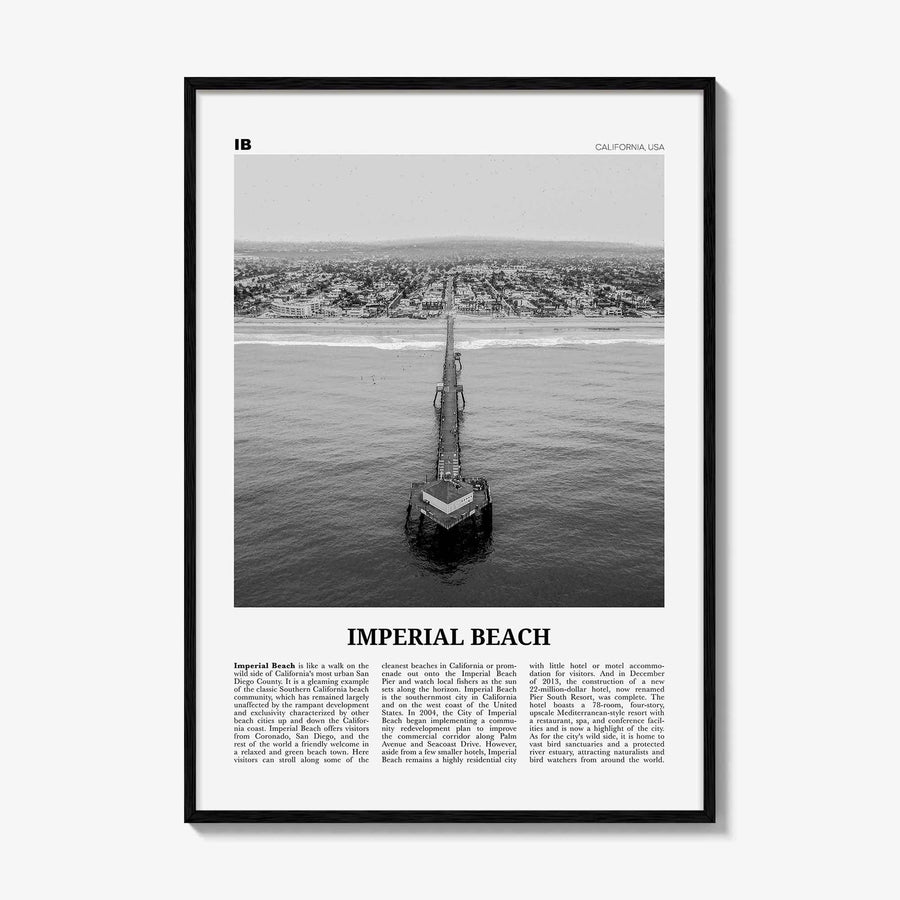 Imperial Beach Print Black and White, Imperial Beach Wall Art, Imperial Beach Poster, Imperial Beach Photo, California, USA, United States