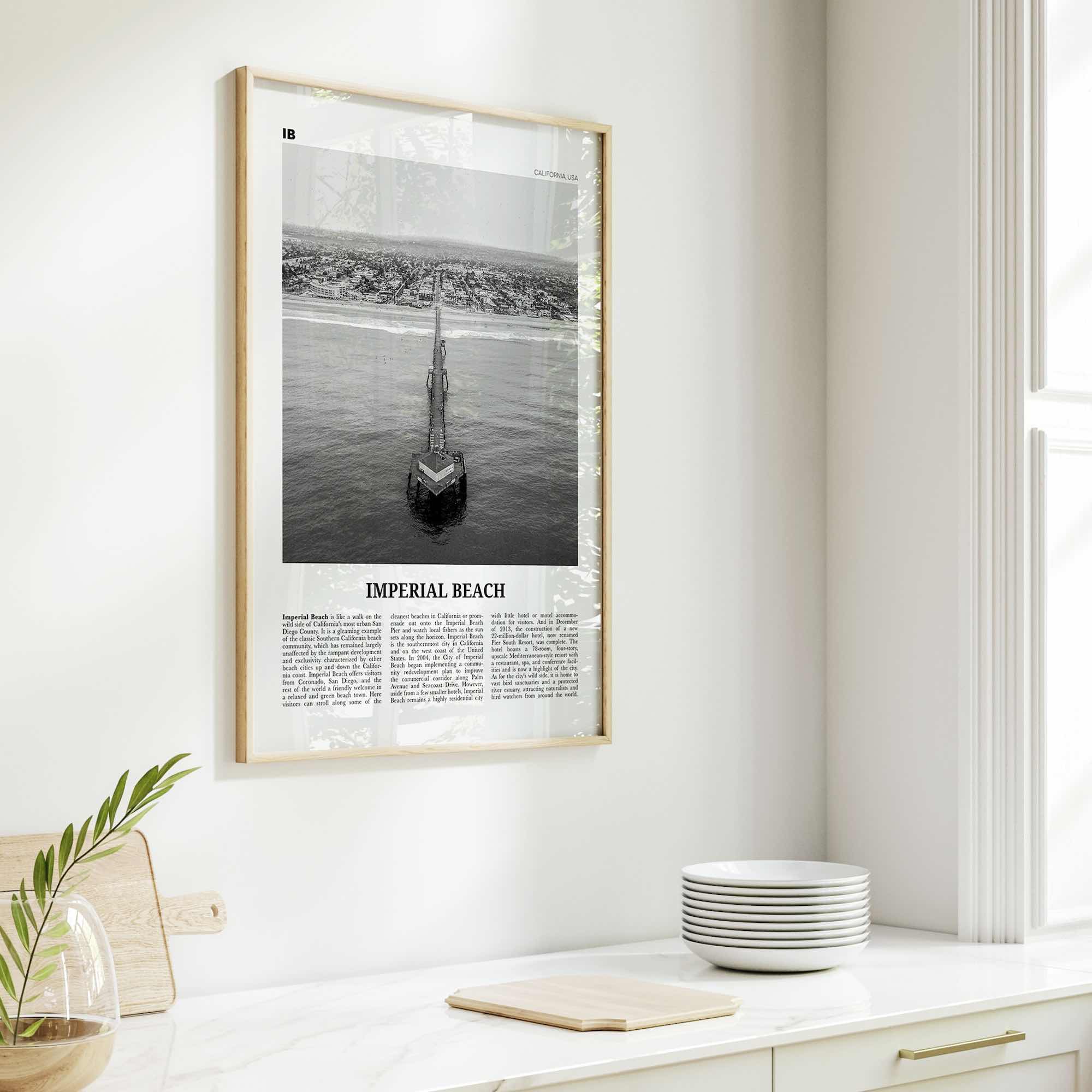 Imperial Beach Print Black and White, Imperial Beach Wall Art, Imperial Beach Poster, Imperial Beach Photo, California, USA, United States