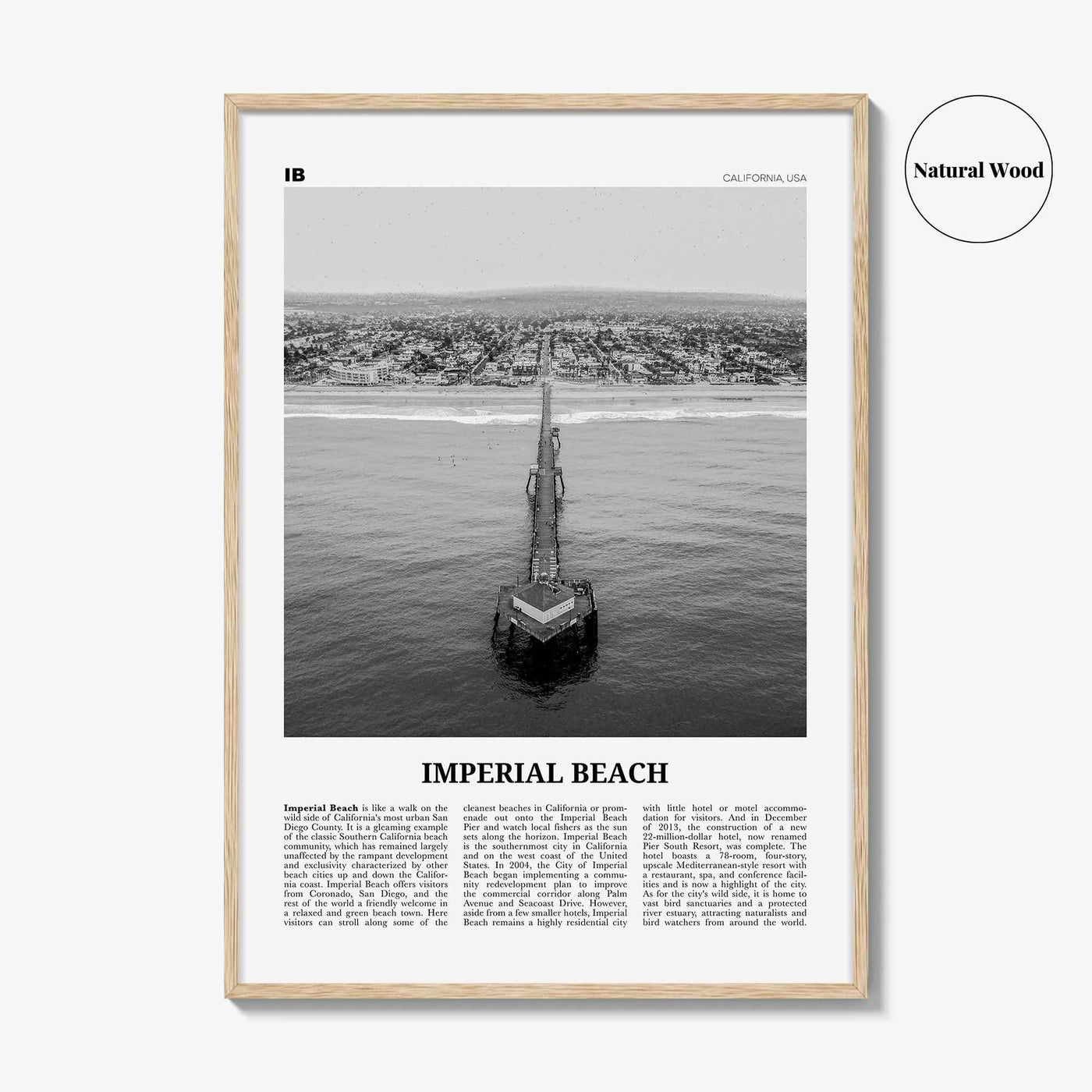 Imperial Beach Print Black and White, Imperial Beach Wall Art, Imperial Beach Poster, Imperial Beach Photo, California, USA, United States