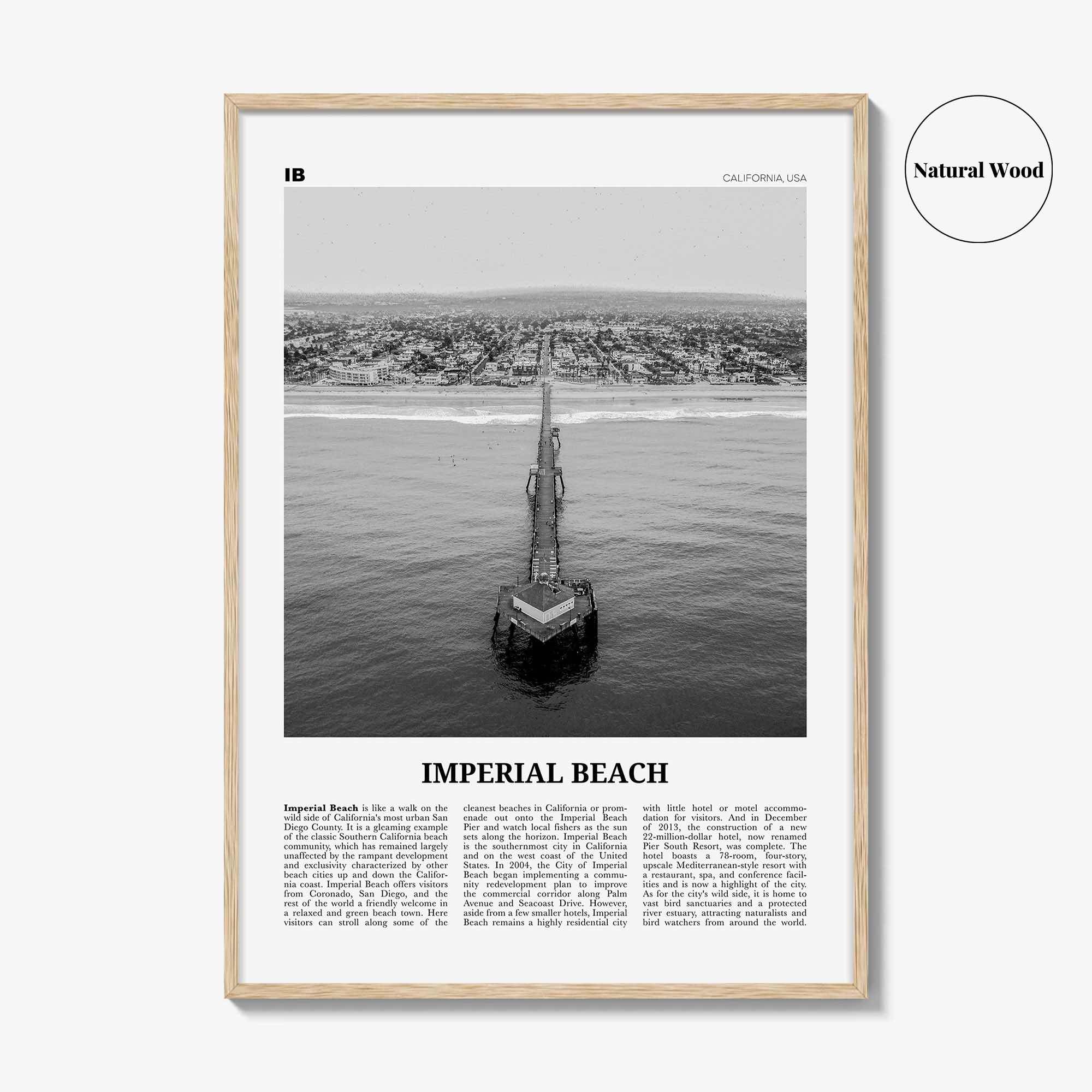 Imperial Beach Print Black and White, Imperial Beach Wall Art, Imperial Beach Poster, Imperial Beach Photo, California, USA, United States