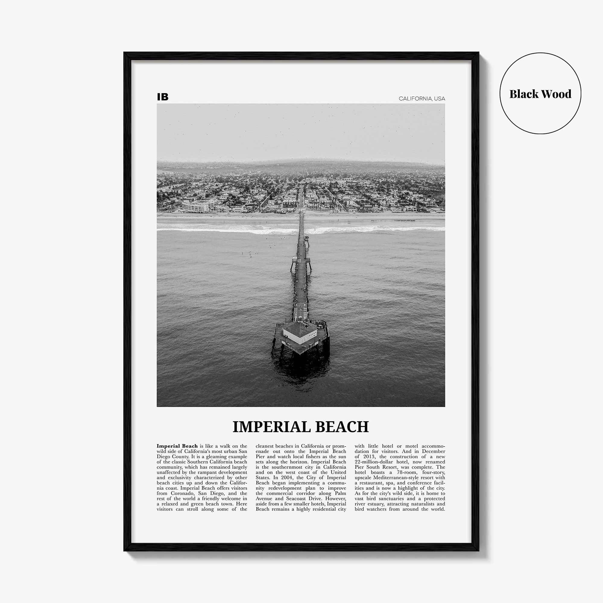 Imperial Beach Print Black and White, Imperial Beach Wall Art, Imperial Beach Poster, Imperial Beach Photo, California, USA, United States