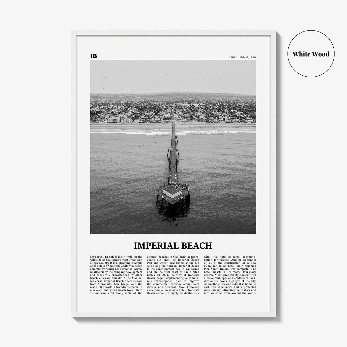 Imperial Beach Print Black and White, Imperial Beach Wall Art, Imperial Beach Poster, Imperial Beach Photo, California, USA, United States