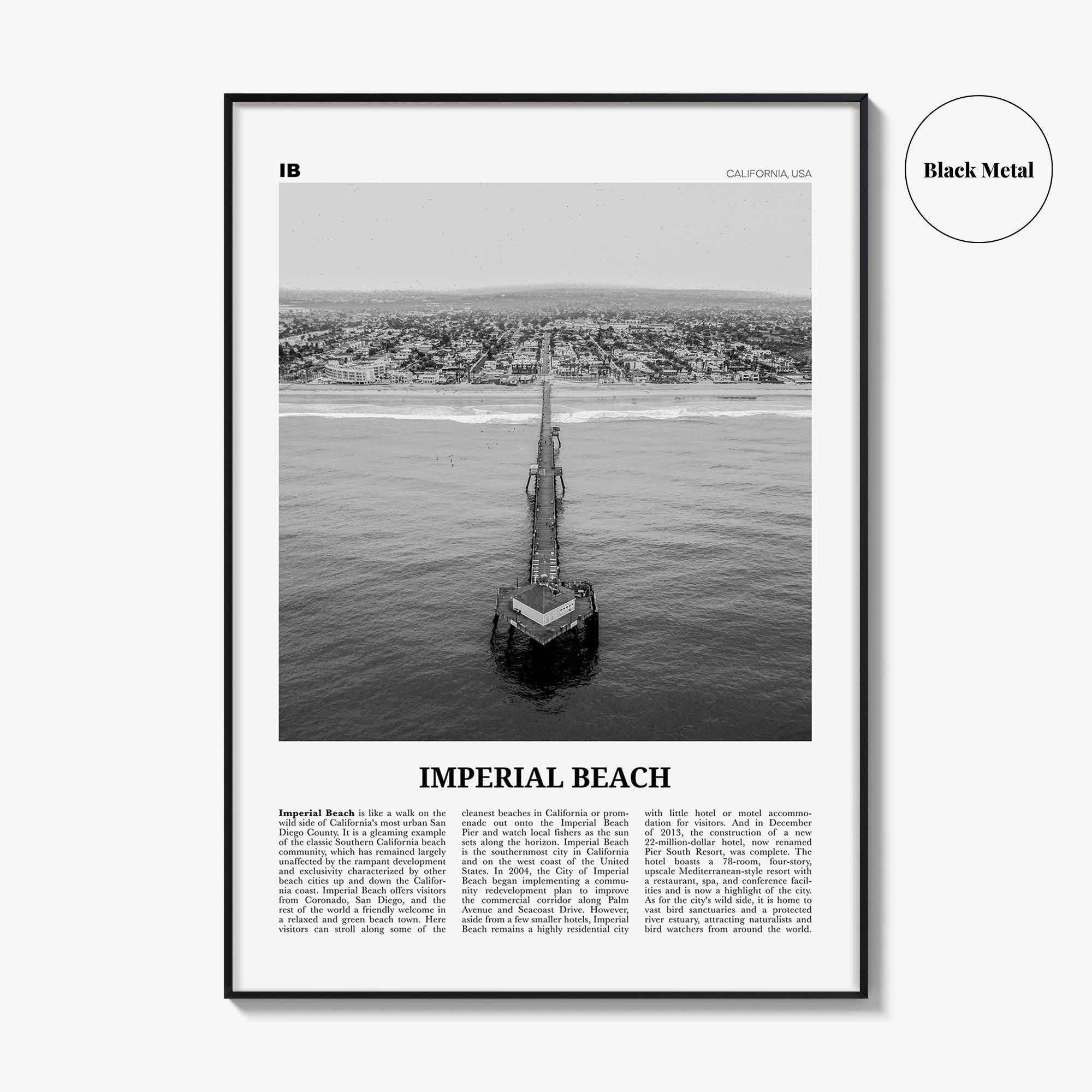 Imperial Beach Print Black and White, Imperial Beach Wall Art, Imperial Beach Poster, Imperial Beach Photo, California, USA, United States