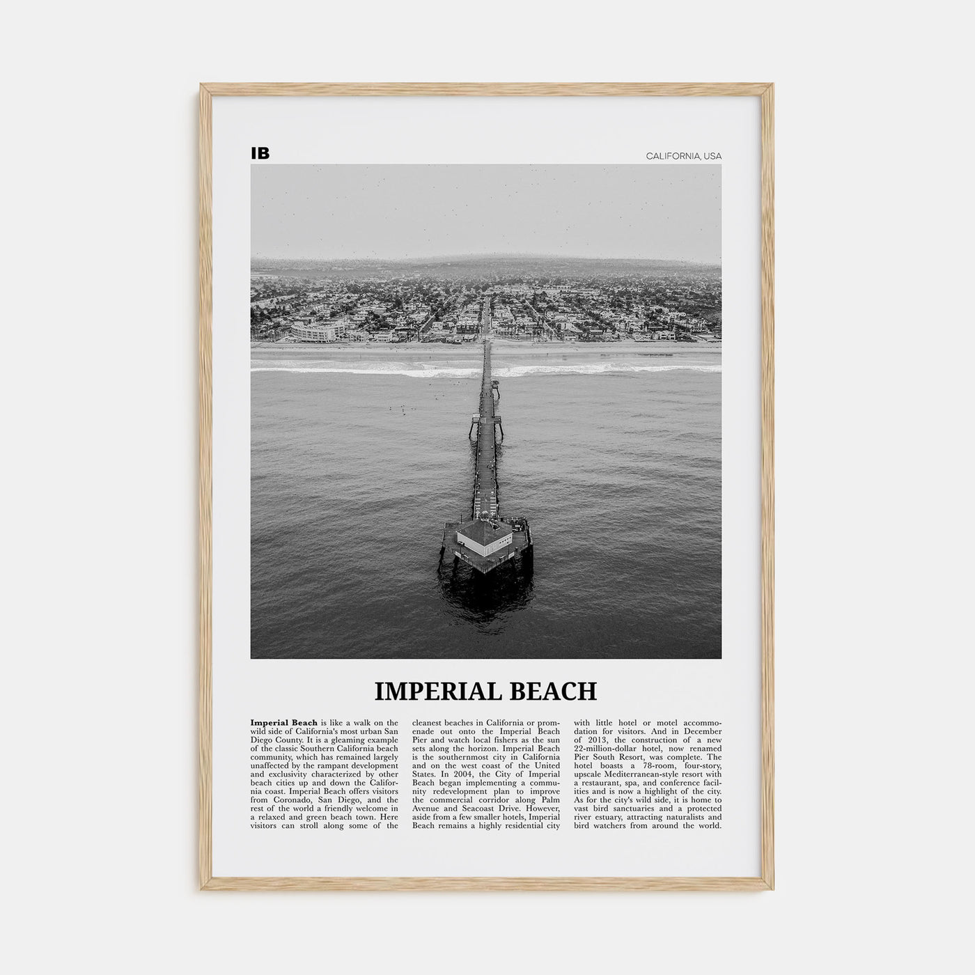 Imperial Beach Travel B&W Poster