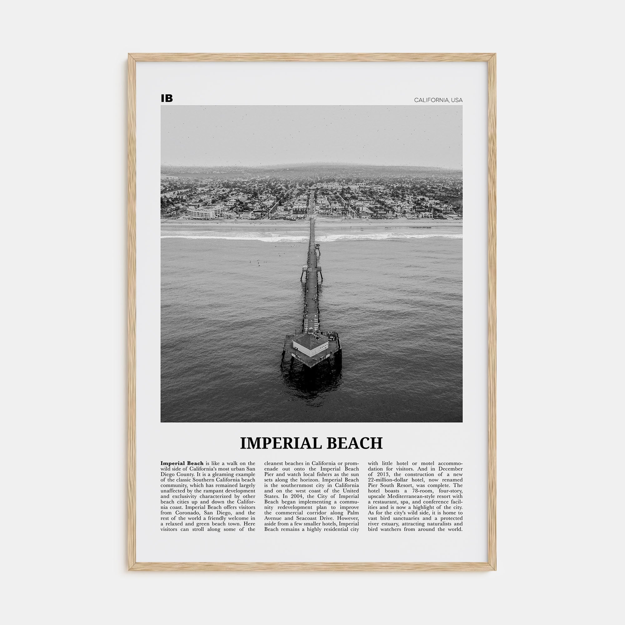Imperial Beach Travel B&W Poster