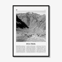 Inca Trail Print Black and White, Inca Trail Wall Art, Inca Trail Poster, Inca Trail Photo, Inca Trail Wall Décor, Inca Trail Map, Peru