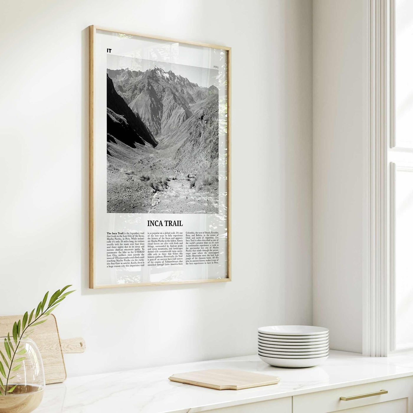Inca Trail Print Black and White, Inca Trail Wall Art, Inca Trail Poster, Inca Trail Photo, Inca Trail Wall Décor, Inca Trail Map, Peru