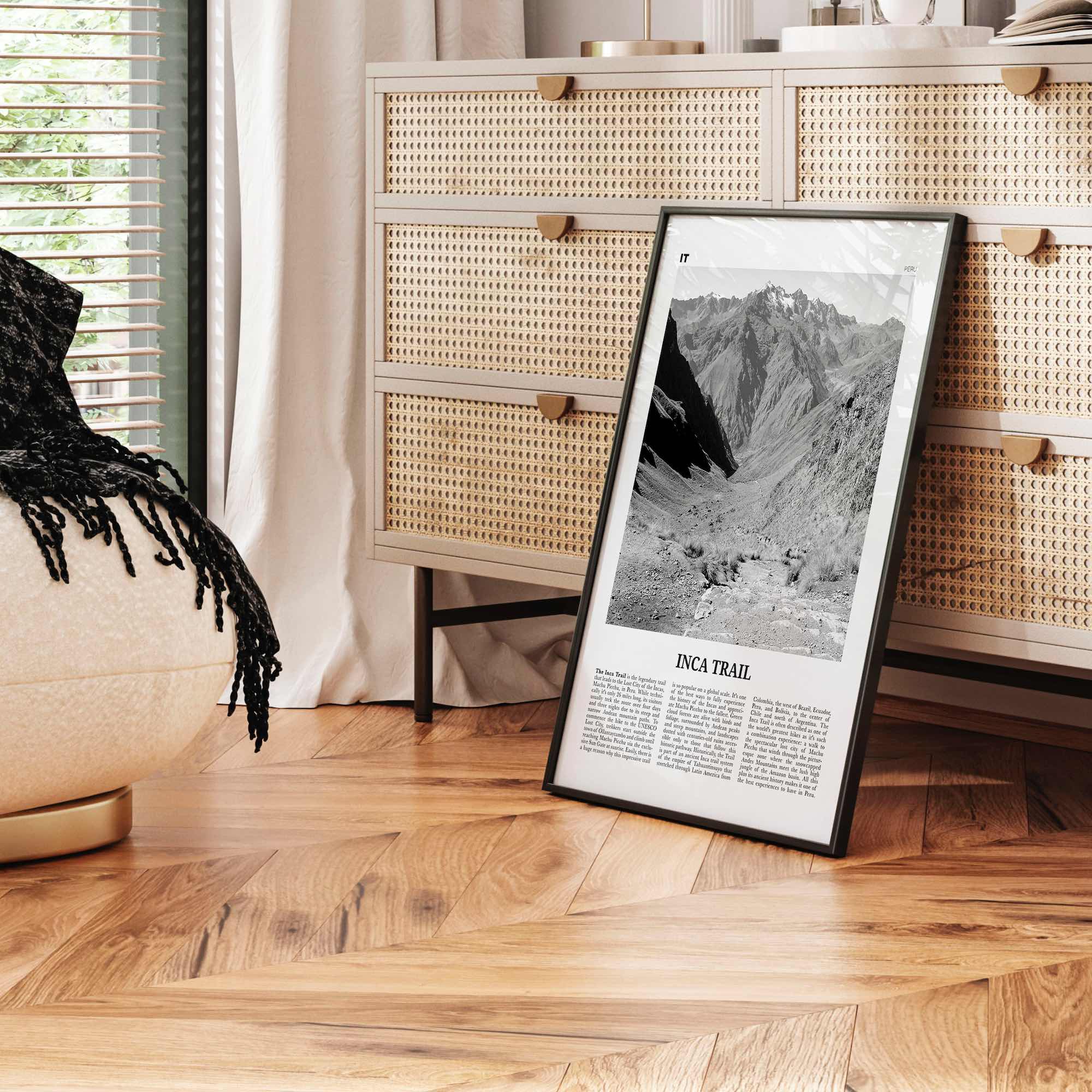 Inca Trail Print Black and White, Inca Trail Wall Art, Inca Trail Poster, Inca Trail Photo, Inca Trail Wall Décor, Inca Trail Map, Peru