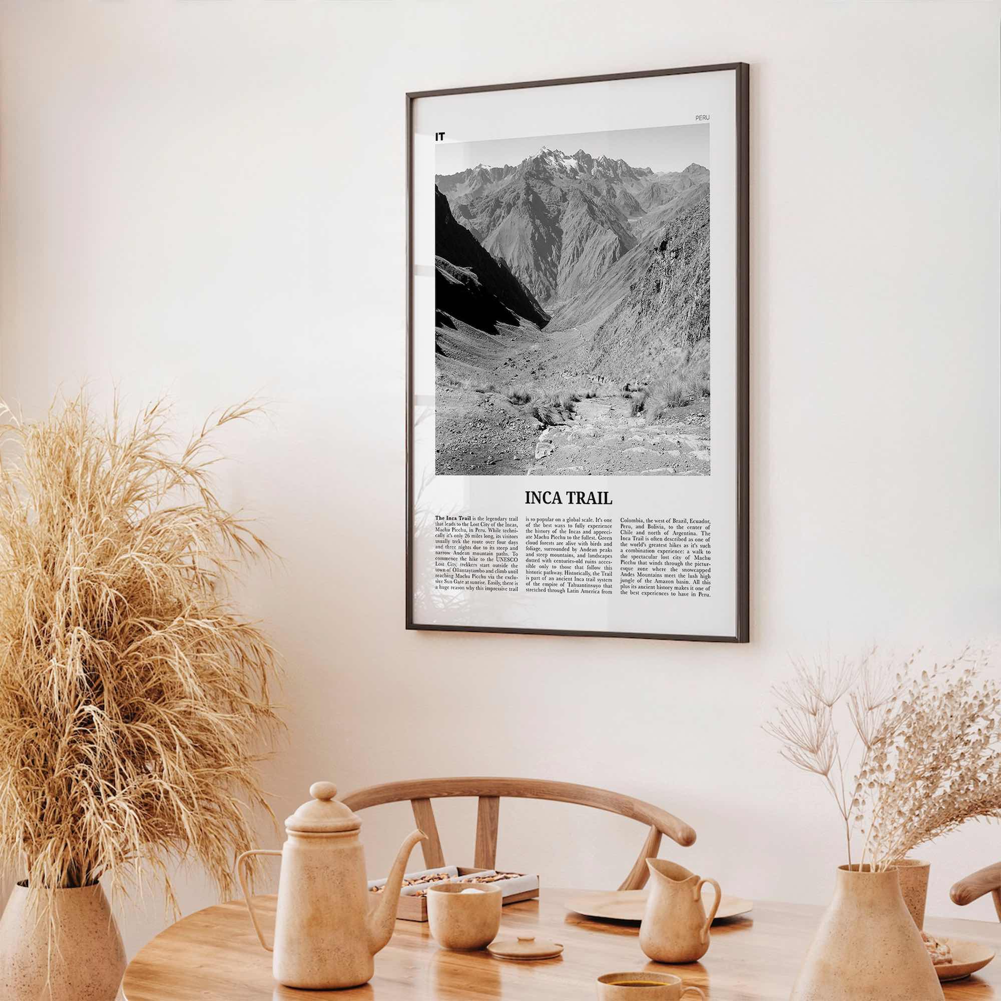 Inca Trail Print Black and White, Inca Trail Wall Art, Inca Trail Poster, Inca Trail Photo, Inca Trail Wall Décor, Inca Trail Map, Peru
