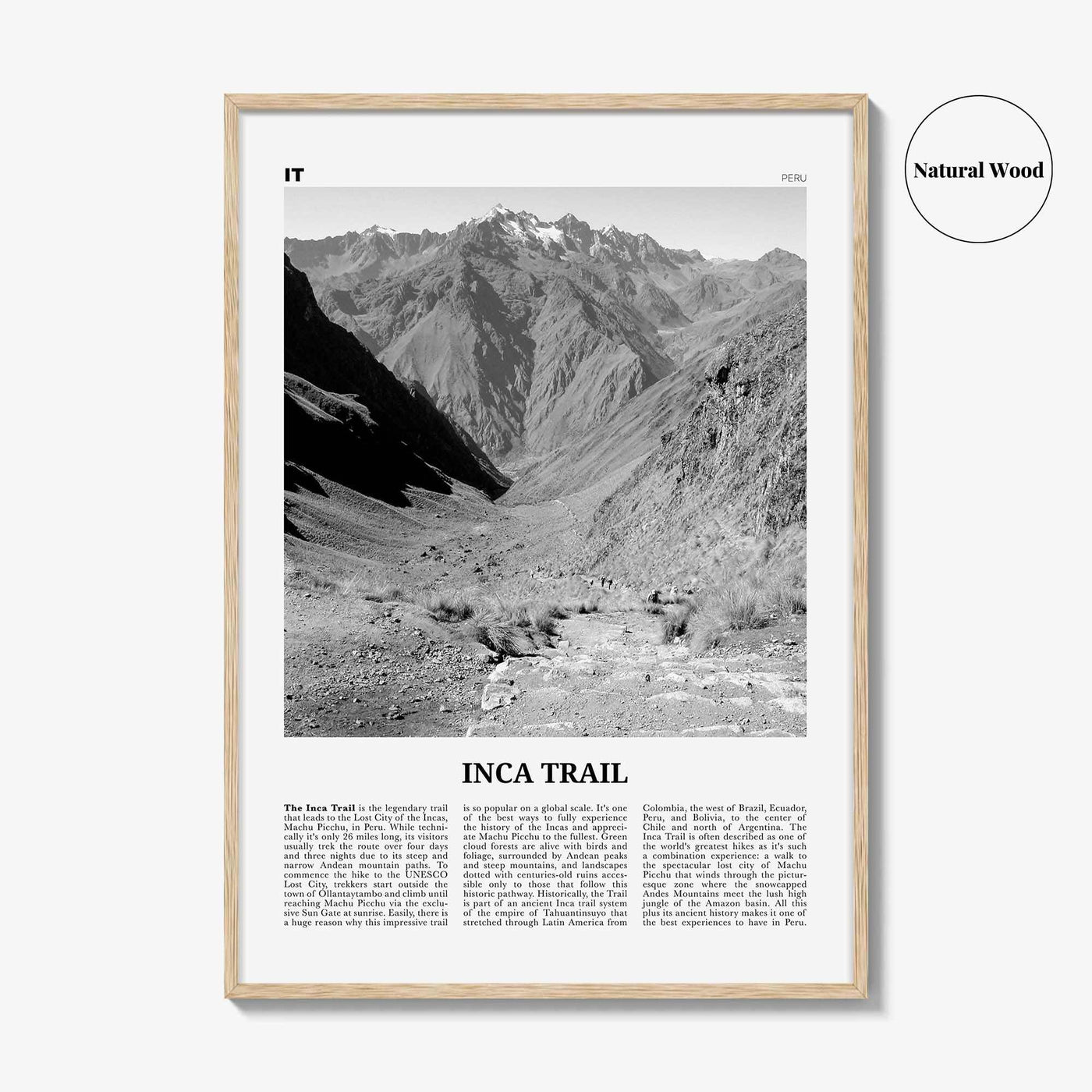 Inca Trail Print Black and White, Inca Trail Wall Art, Inca Trail Poster, Inca Trail Photo, Inca Trail Wall Décor, Inca Trail Map, Peru