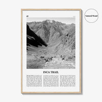 Inca Trail Print Black and White, Inca Trail Wall Art, Inca Trail Poster, Inca Trail Photo, Inca Trail Wall Décor, Inca Trail Map, Peru