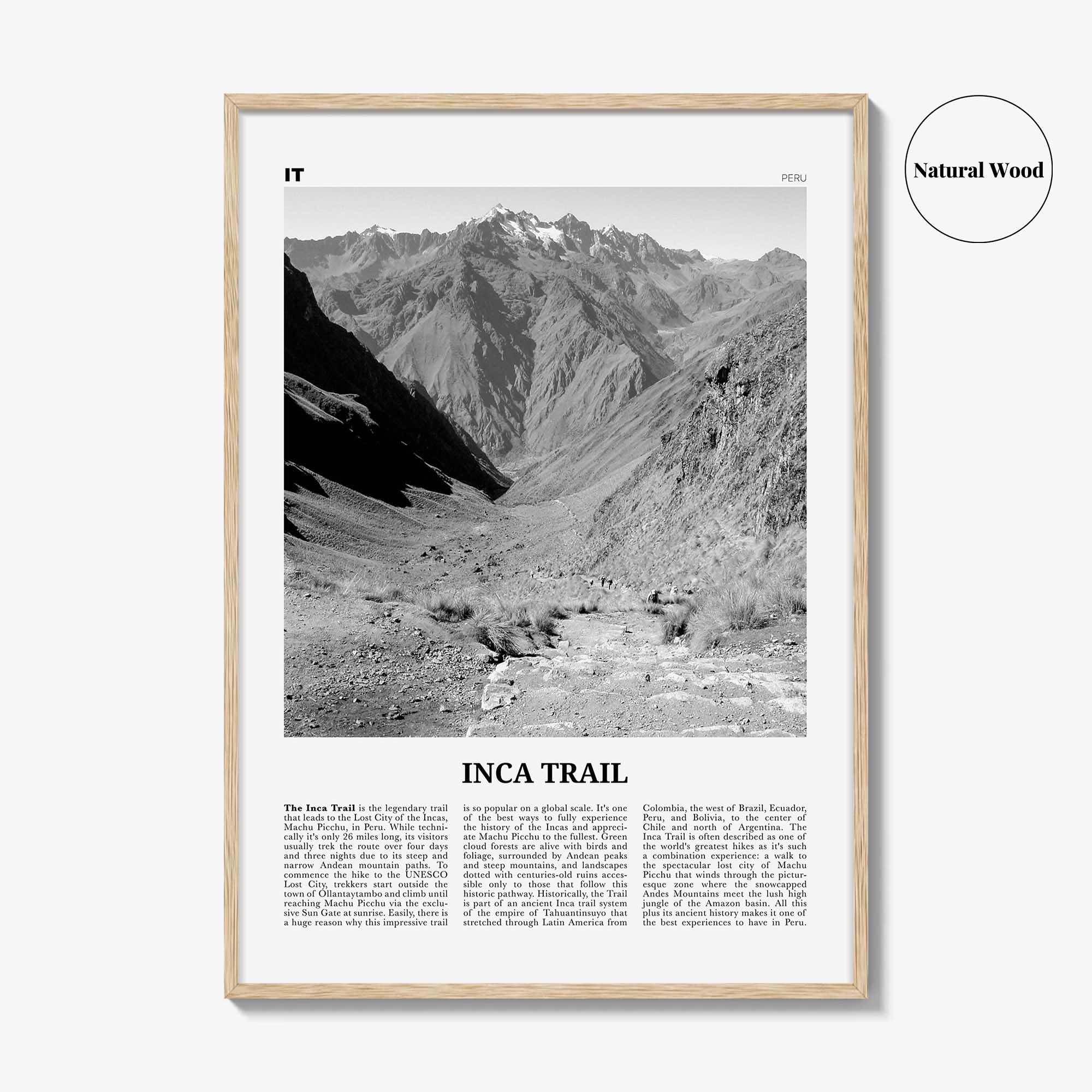 Inca Trail Print Black and White, Inca Trail Wall Art, Inca Trail Poster, Inca Trail Photo, Inca Trail Wall Décor, Inca Trail Map, Peru