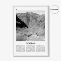 Inca Trail Print Black and White, Inca Trail Wall Art, Inca Trail Poster, Inca Trail Photo, Inca Trail Wall Décor, Inca Trail Map, Peru