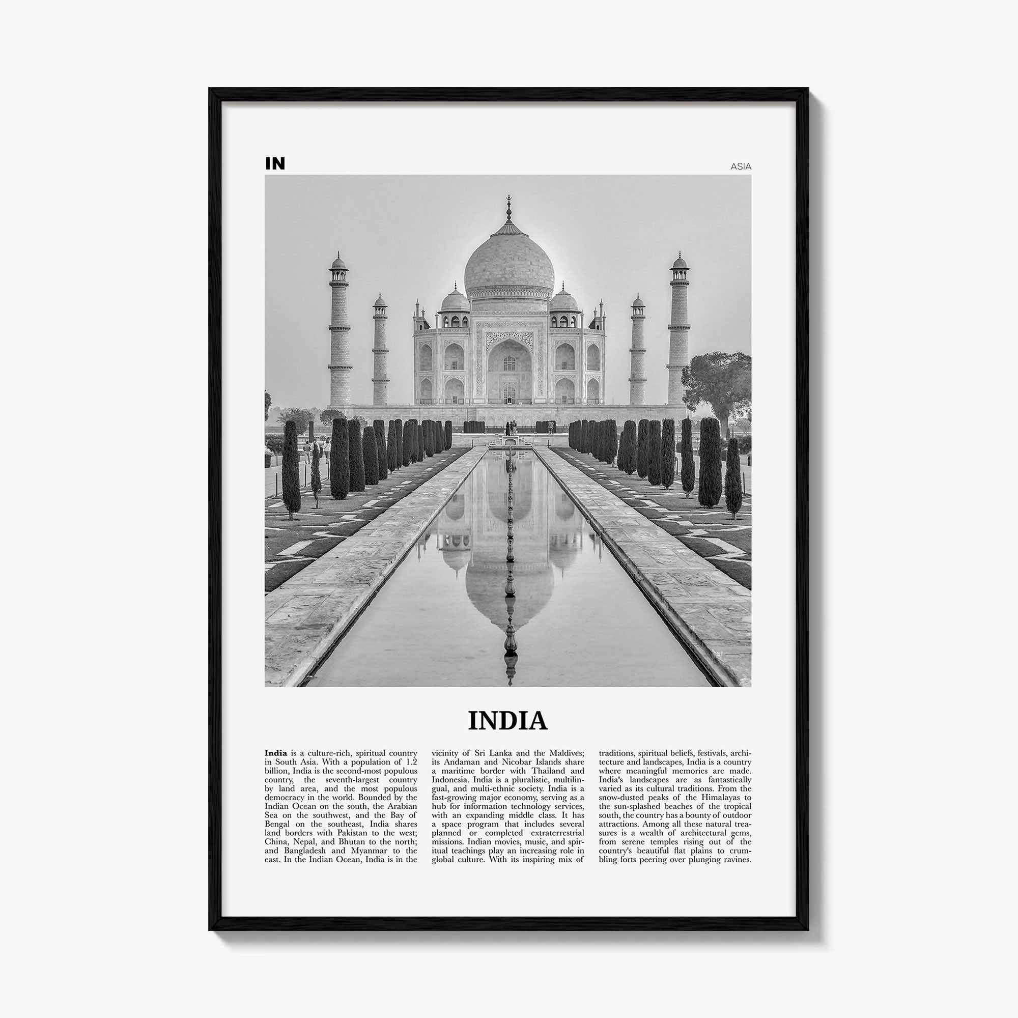 India Print Black and White, India Wall Art, India Poster, India Photo, Republic of India, Bhārat Gaṇarājya, Mumbai, New Delhi, Asia