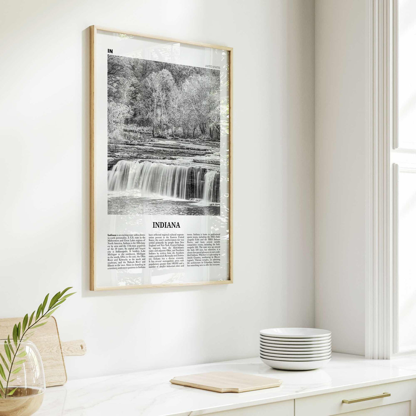 Indiana Print Black and White No 1, Indiana Wall Art, Indiana Poster, Indiana Photo, Indiana Wall Décor, Indiana Map, United States