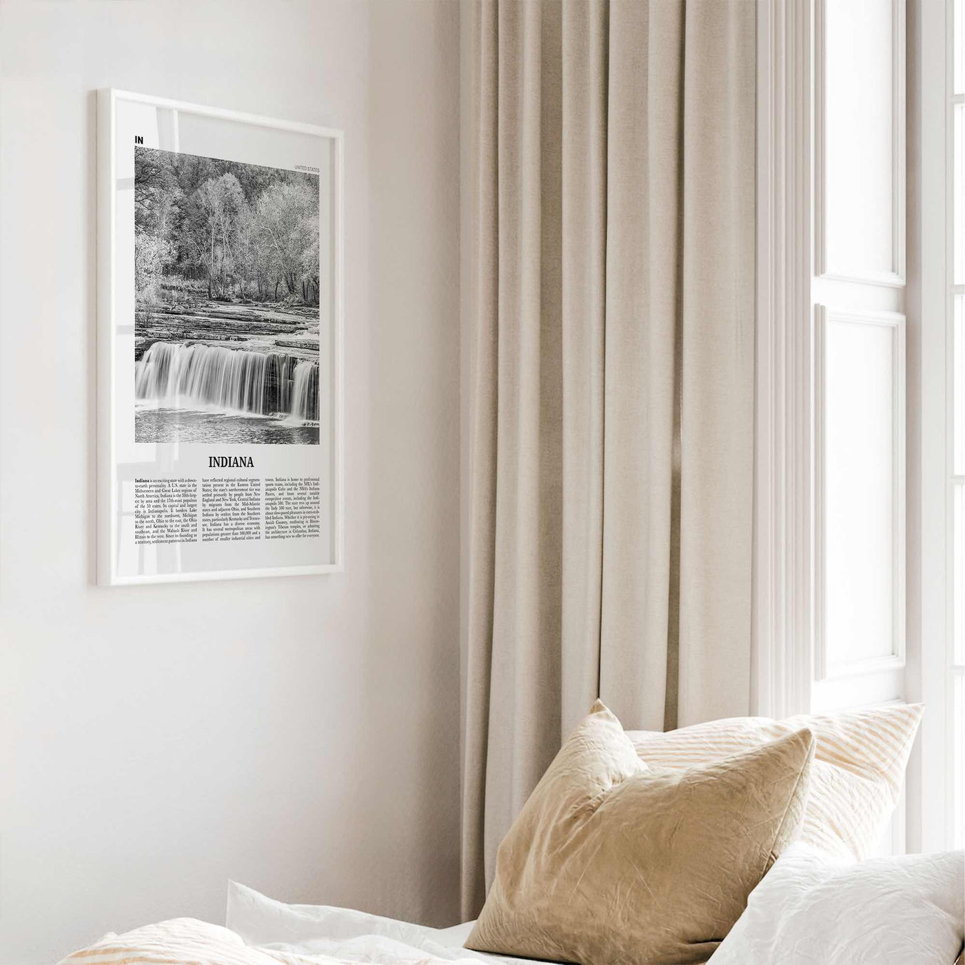 Indiana Print Black and White No 1, Indiana Wall Art, Indiana Poster, Indiana Photo, Indiana Wall Décor, Indiana Map, United States