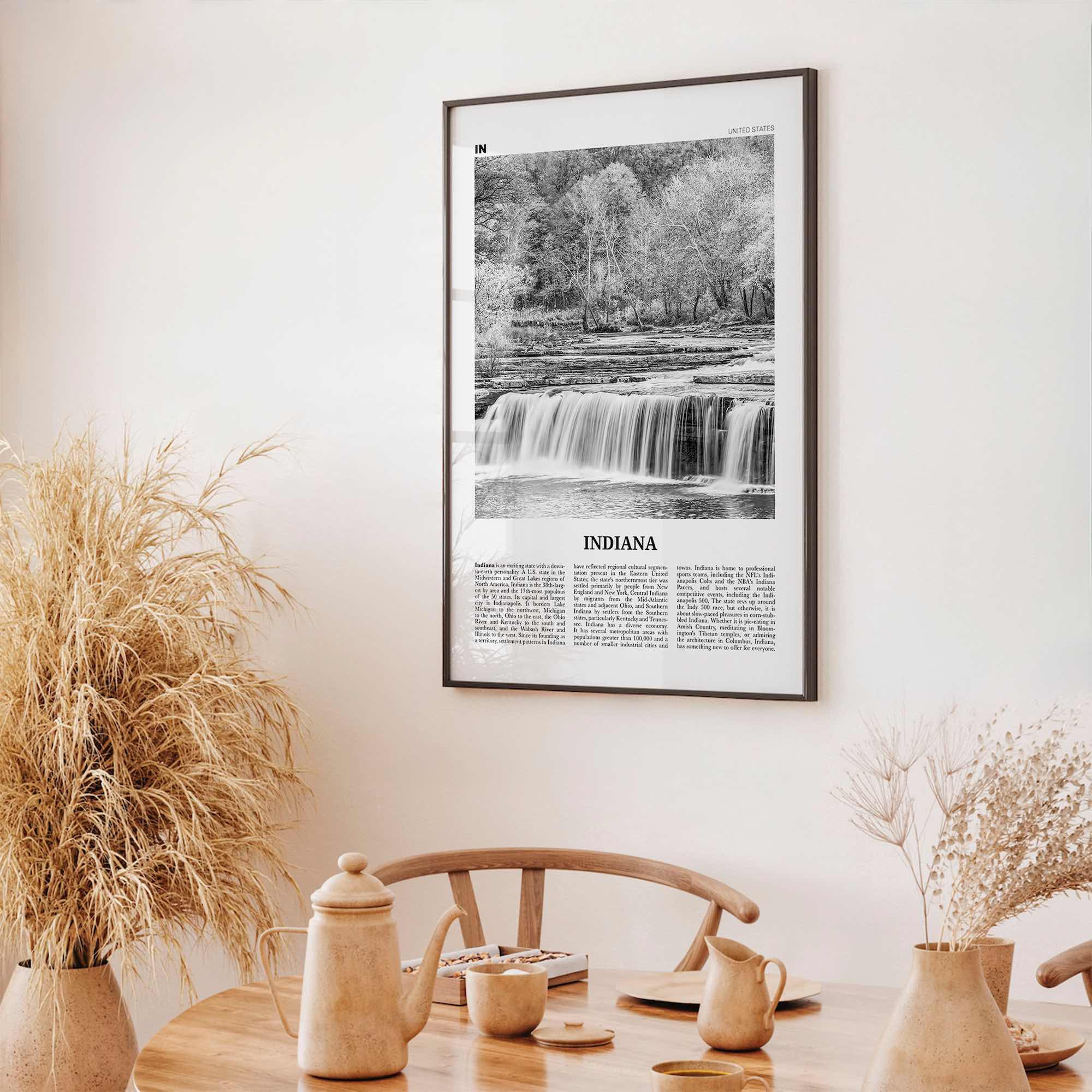 Indiana Print Black and White No 1, Indiana Wall Art, Indiana Poster, Indiana Photo, Indiana Wall Décor, Indiana Map, United States