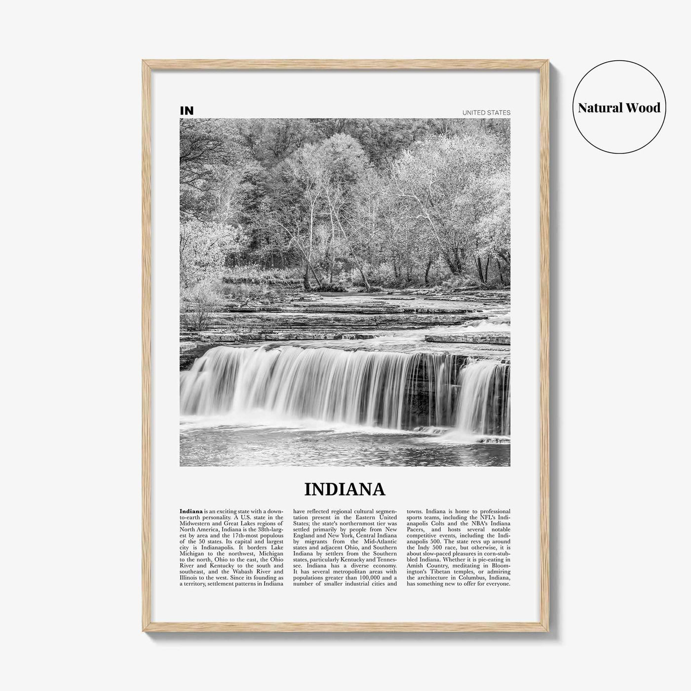 Indiana Print Black and White No 1, Indiana Wall Art, Indiana Poster, Indiana Photo, Indiana Wall Décor, Indiana Map, United States