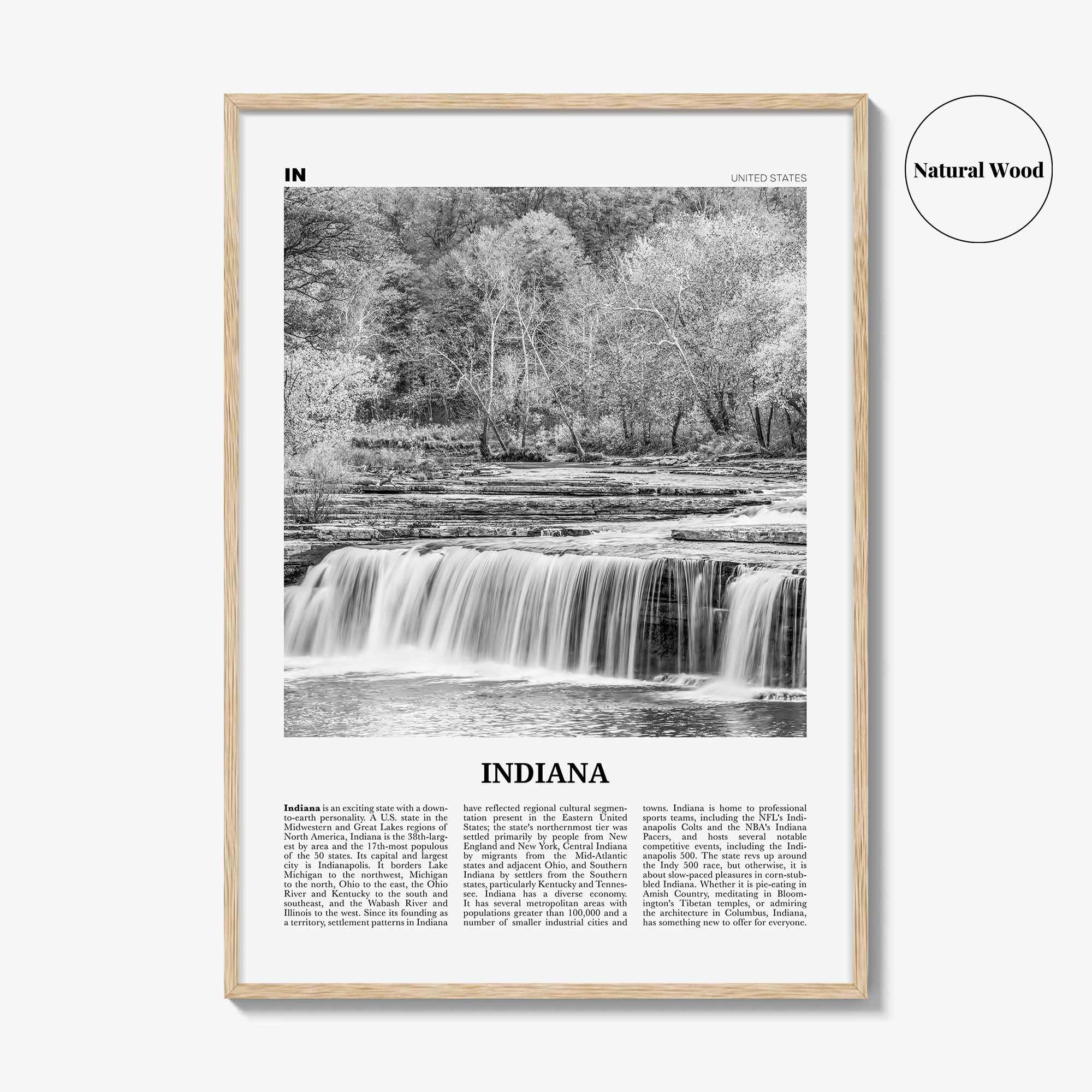 Indiana Print Black and White No 1, Indiana Wall Art, Indiana Poster, Indiana Photo, Indiana Wall Décor, Indiana Map, United States