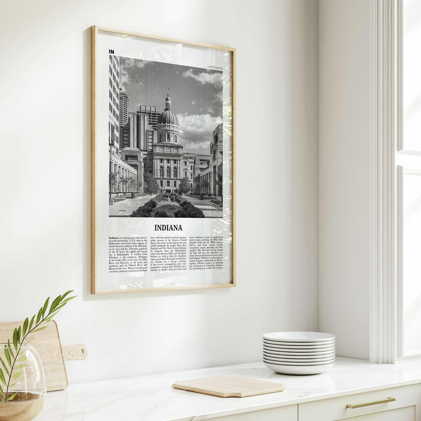 Indiana Print Black and White No 2, Indiana Wall Art, Indiana Poster, Indiana Photo, Indiana Wall Decor, USA, United States