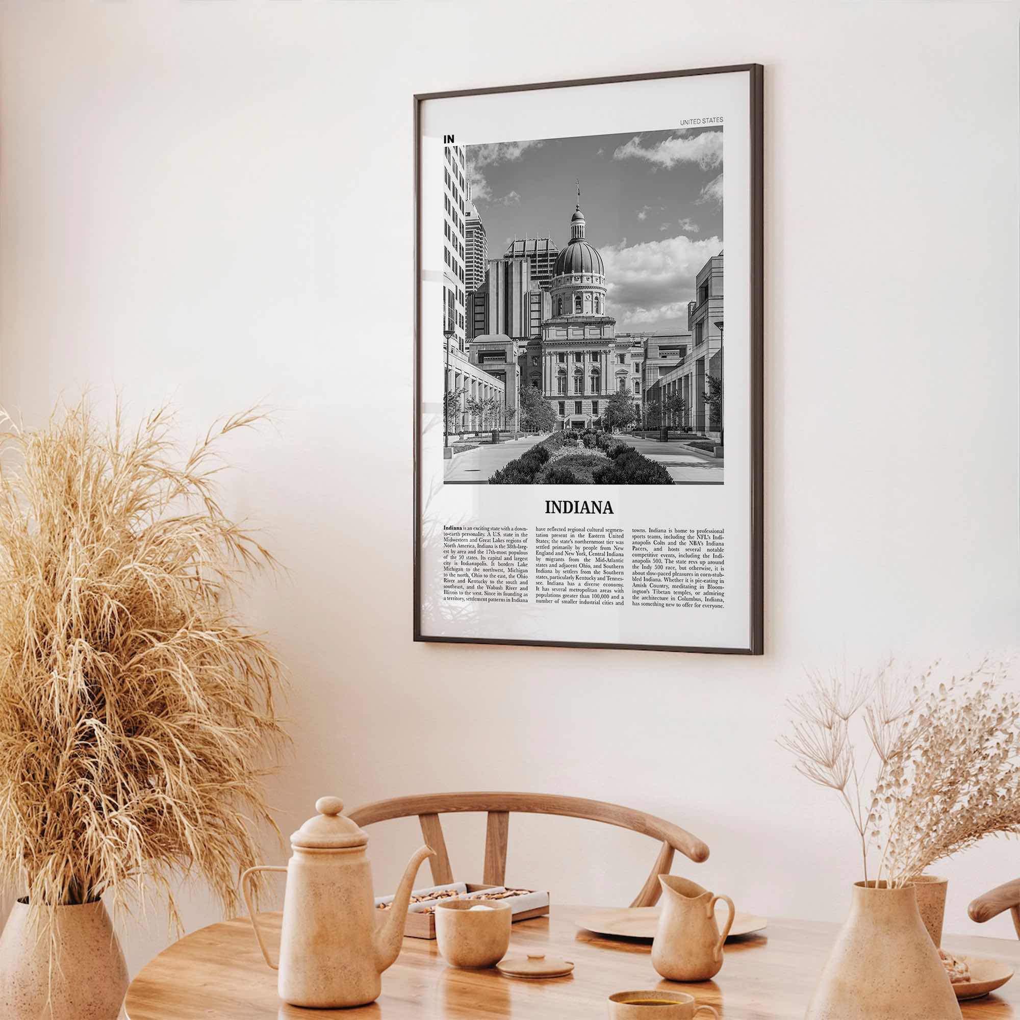 Indiana Print Black and White No 2, Indiana Wall Art, Indiana Poster, Indiana Photo, Indiana Wall Decor, USA, United States