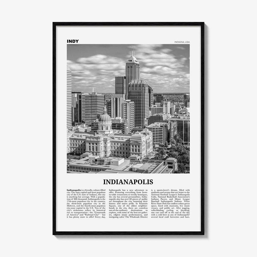 Indianapolis Print Black and White No 1, Indianapolis Wall Art, Indianapolis Poster, Indianapolis Photo, Indiana USA United States
