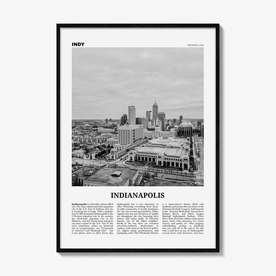 Indianapolis Print Black and White No 2, Indianapolis Wall Art, Indianapolis Poster, Indianapolis Photo, Indiana USA United States