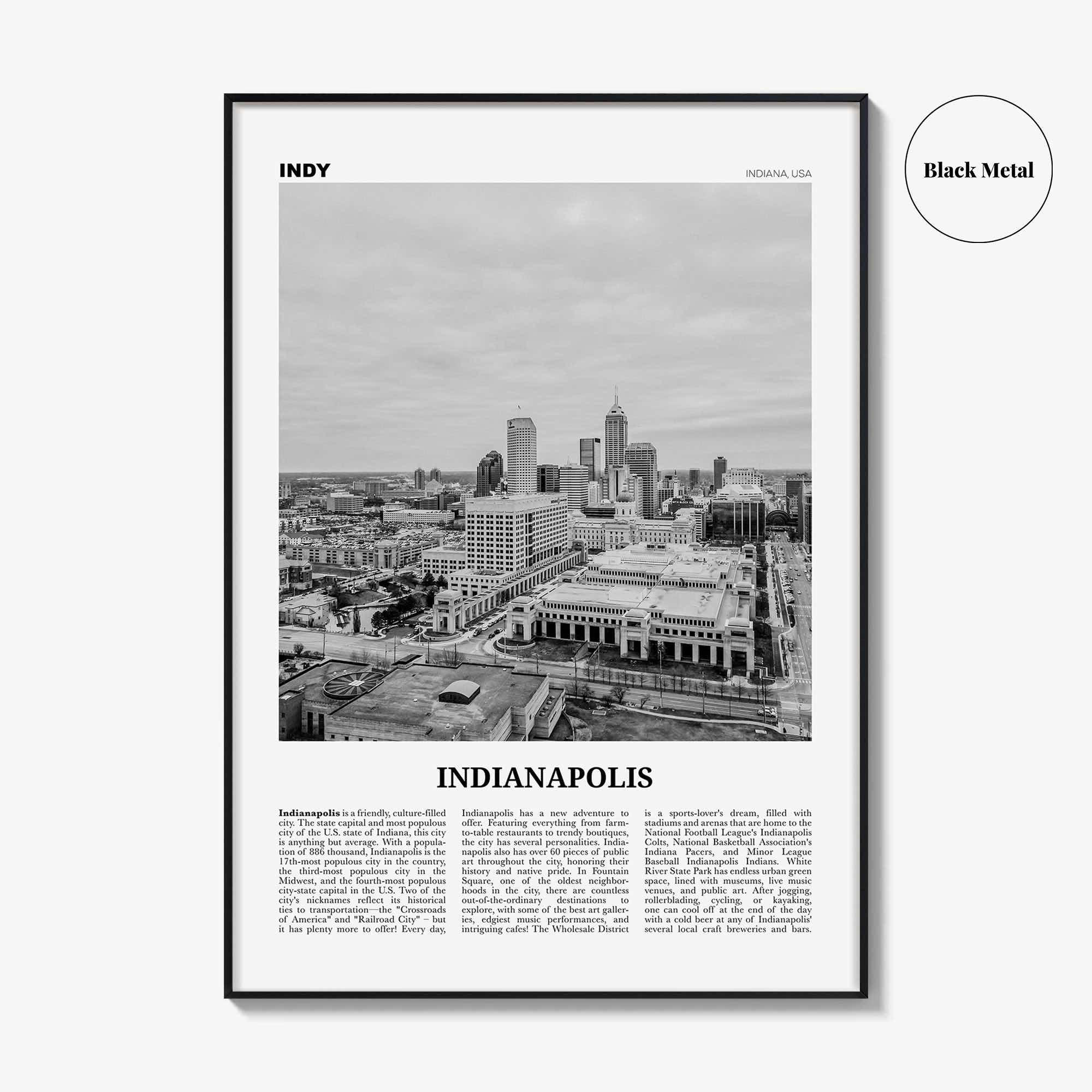 Indianapolis Print Black and White No 2, Indianapolis Wall Art, Indianapolis Poster, Indianapolis Photo, Indiana USA United States