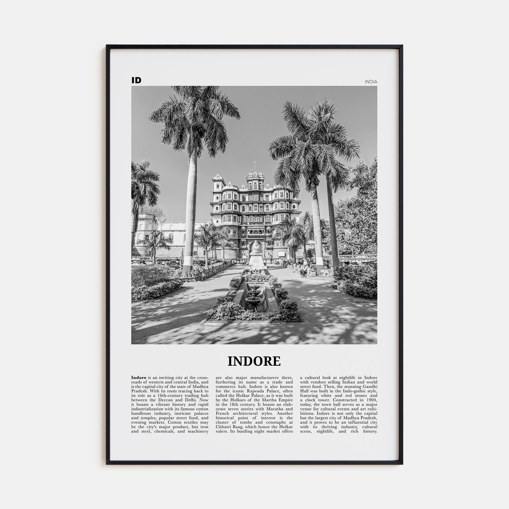 Indore Travel B&W Poster