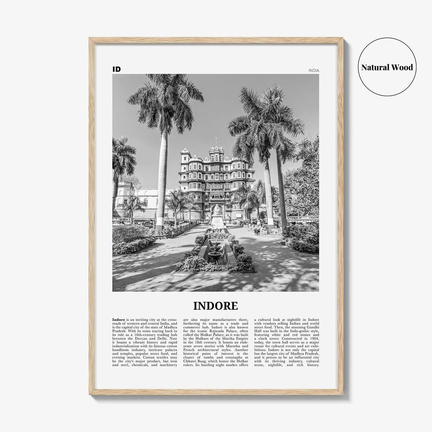 Indore Print Black and White, Indore Wall Art, Indore Poster, Indore Photo, Indore Wall Décor, Indore Map, India