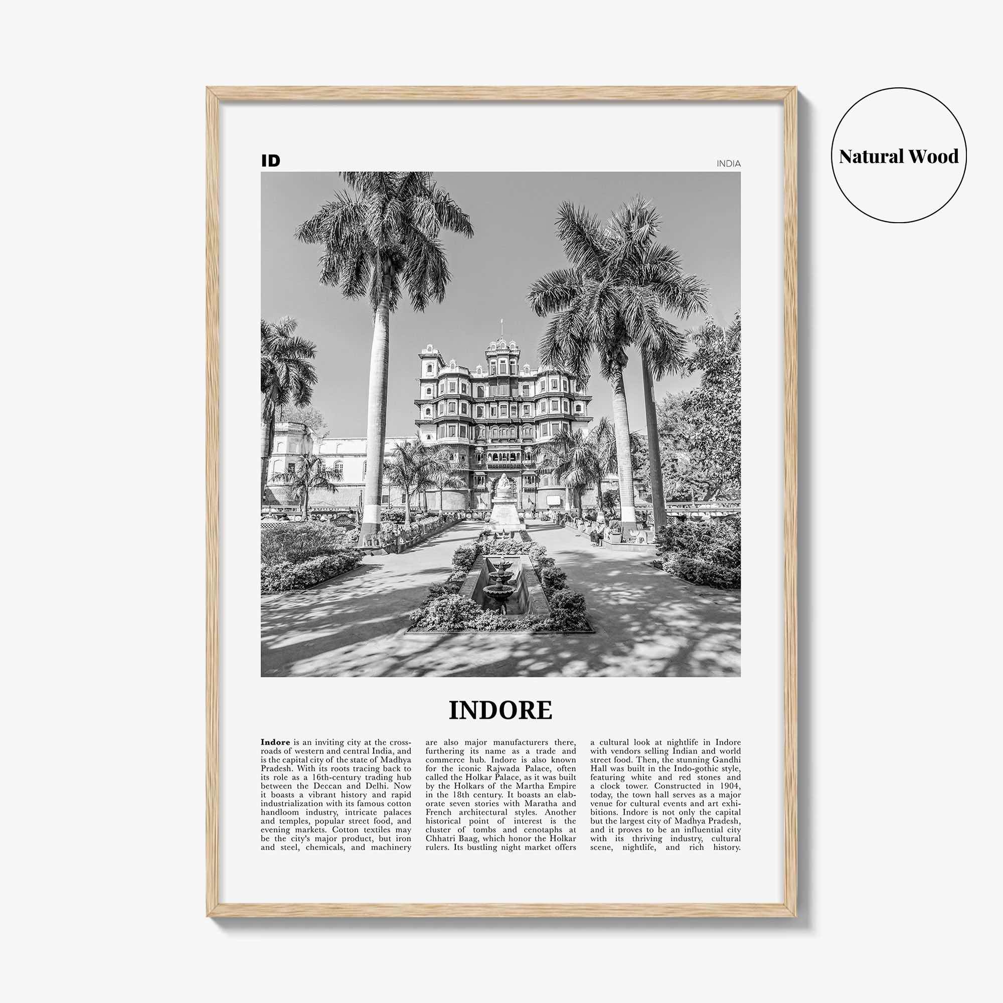 Indore Print Black and White, Indore Wall Art, Indore Poster, Indore Photo, Indore Wall Décor, Indore Map, India
