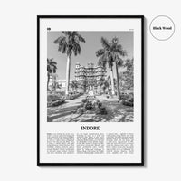 Indore Print Black and White, Indore Wall Art, Indore Poster, Indore Photo, Indore Wall Décor, Indore Map, India