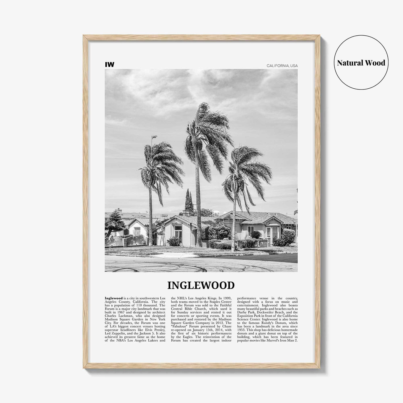 Inglewood Print Black and White, Inglewood Wall Art, Inglewood Poster, Inglewood Photo, California, USA, United States, North America