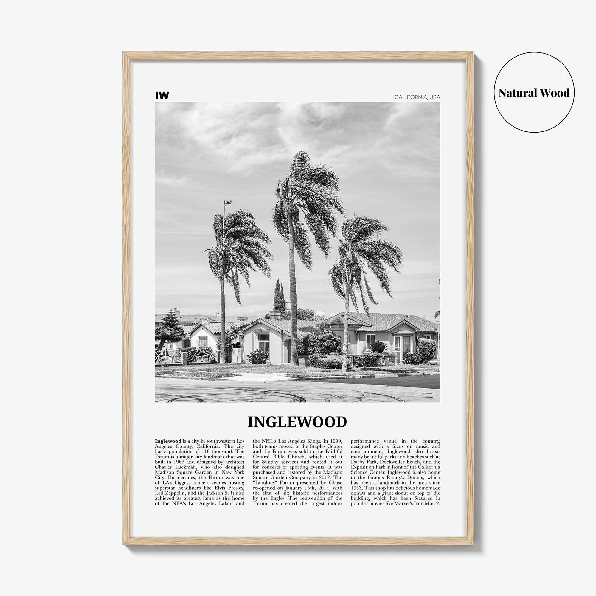 Inglewood Print Black and White, Inglewood Wall Art, Inglewood Poster, Inglewood Photo, California, USA, United States, North America