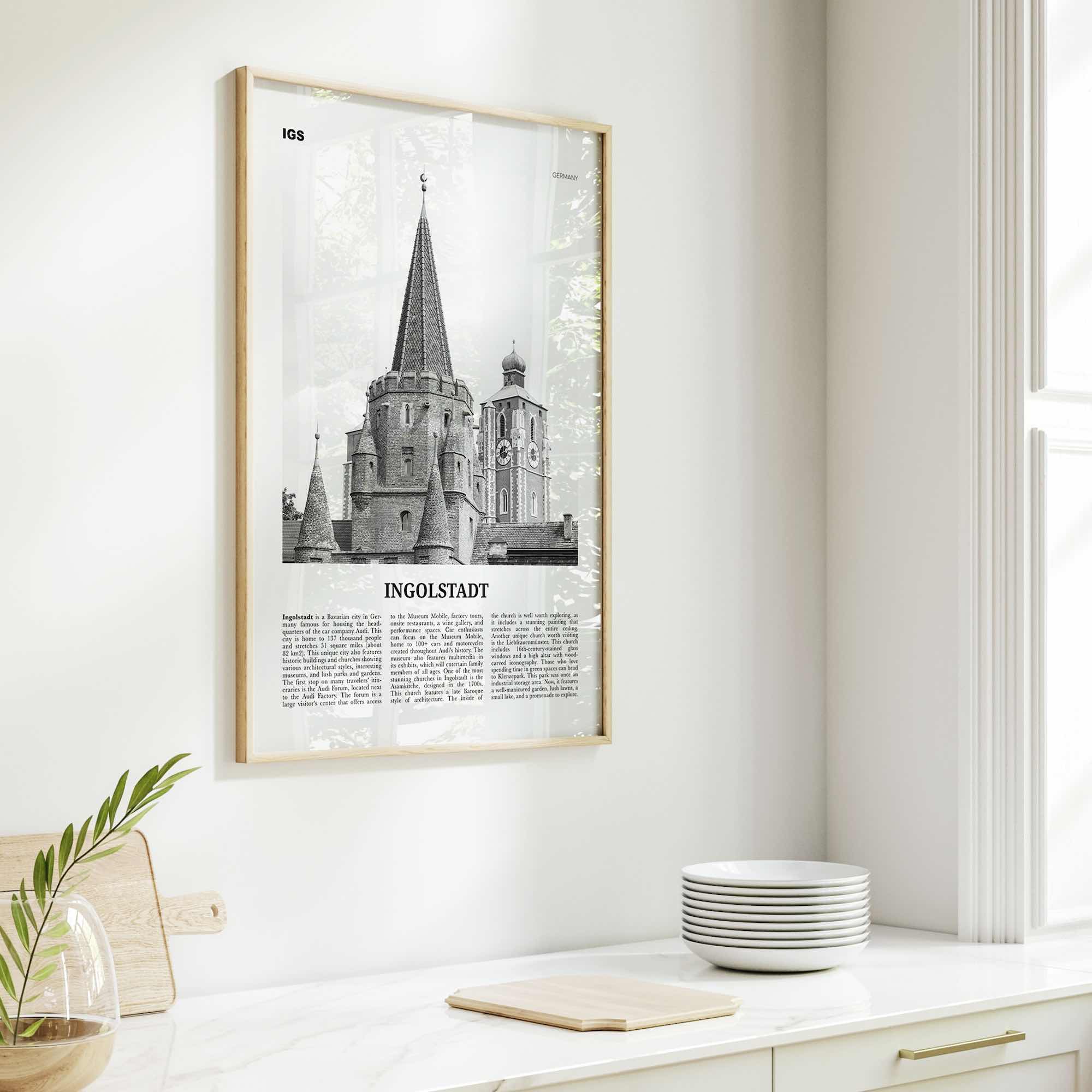 Ingolstadt Print Black and White, Ingolstadt Wall Art, Ingolstadt Poster, Ingolstadt Photo, Ingolstadt Wall Décor, Ingolstadt Map, Germany
