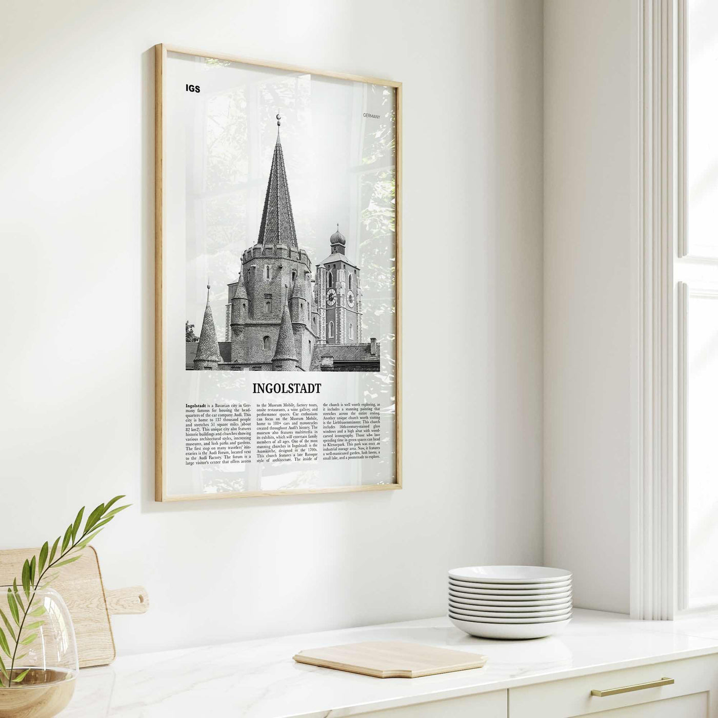 Ingolstadt Print Black and White, Ingolstadt Wall Art, Ingolstadt Poster, Ingolstadt Photo, Ingolstadt Wall Décor, Ingolstadt Map, Germany