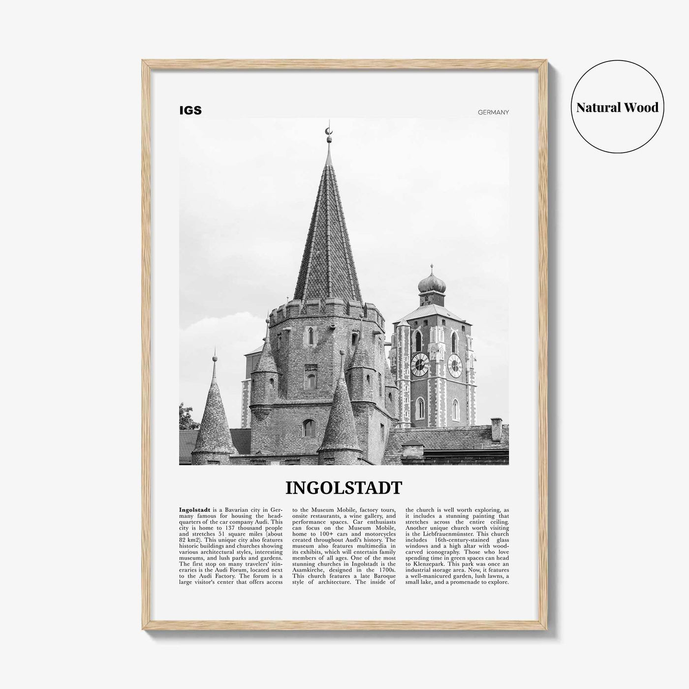 Ingolstadt Print Black and White, Ingolstadt Wall Art, Ingolstadt Poster, Ingolstadt Photo, Ingolstadt Wall Décor, Ingolstadt Map, Germany