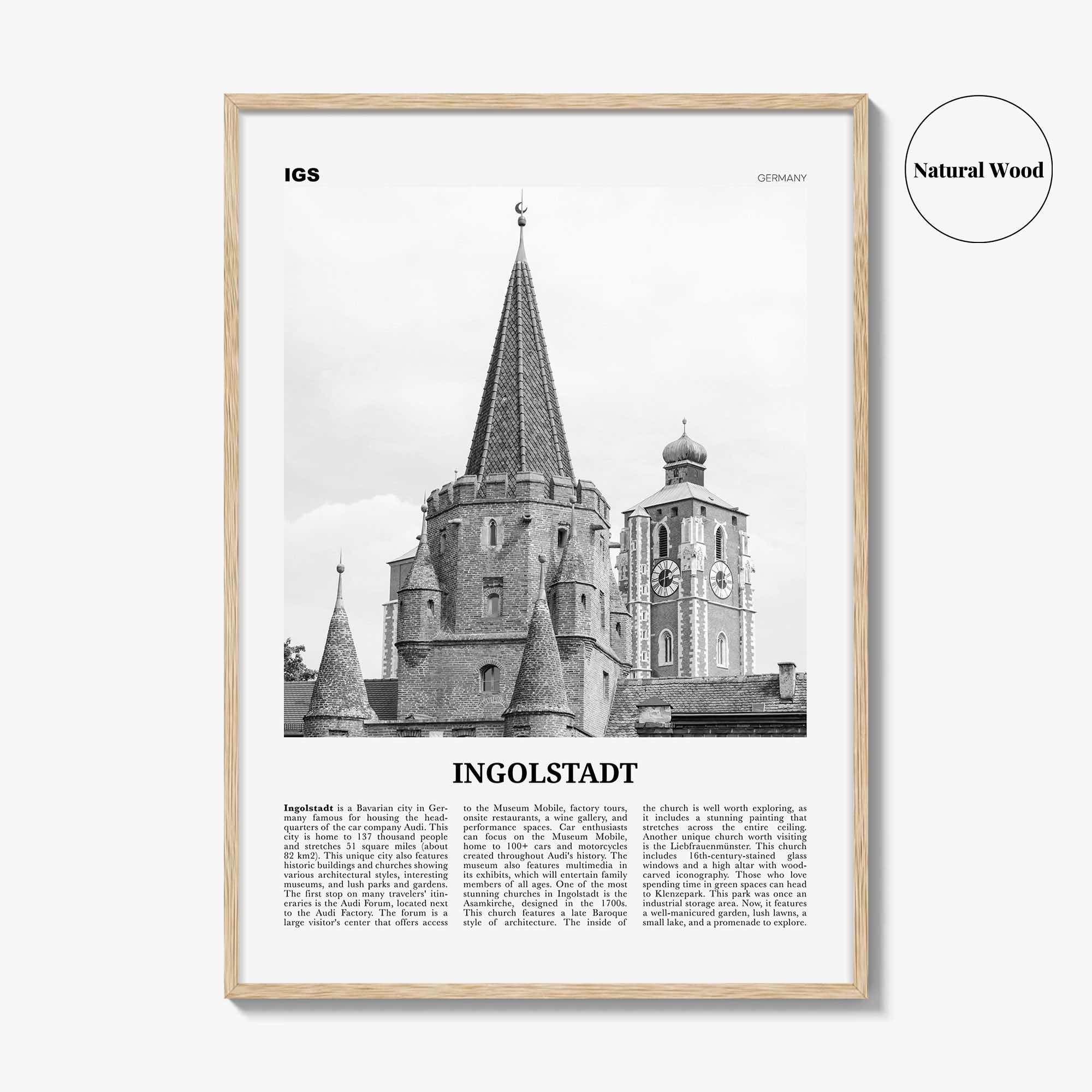 Ingolstadt Print Black and White, Ingolstadt Wall Art, Ingolstadt Poster, Ingolstadt Photo, Ingolstadt Wall Décor, Ingolstadt Map, Germany