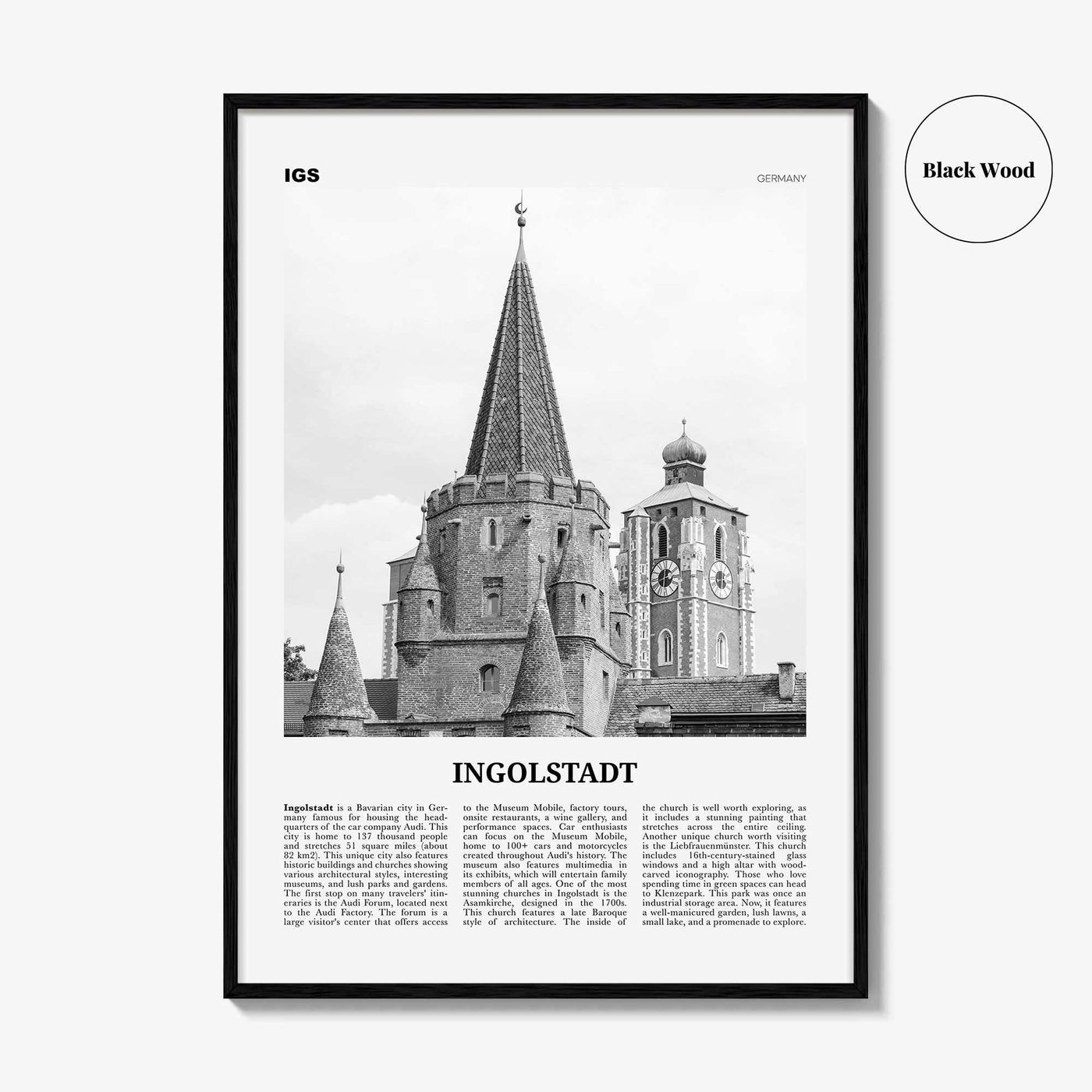 Ingolstadt Print Black and White, Ingolstadt Wall Art, Ingolstadt Poster, Ingolstadt Photo, Ingolstadt Wall Décor, Ingolstadt Map, Germany