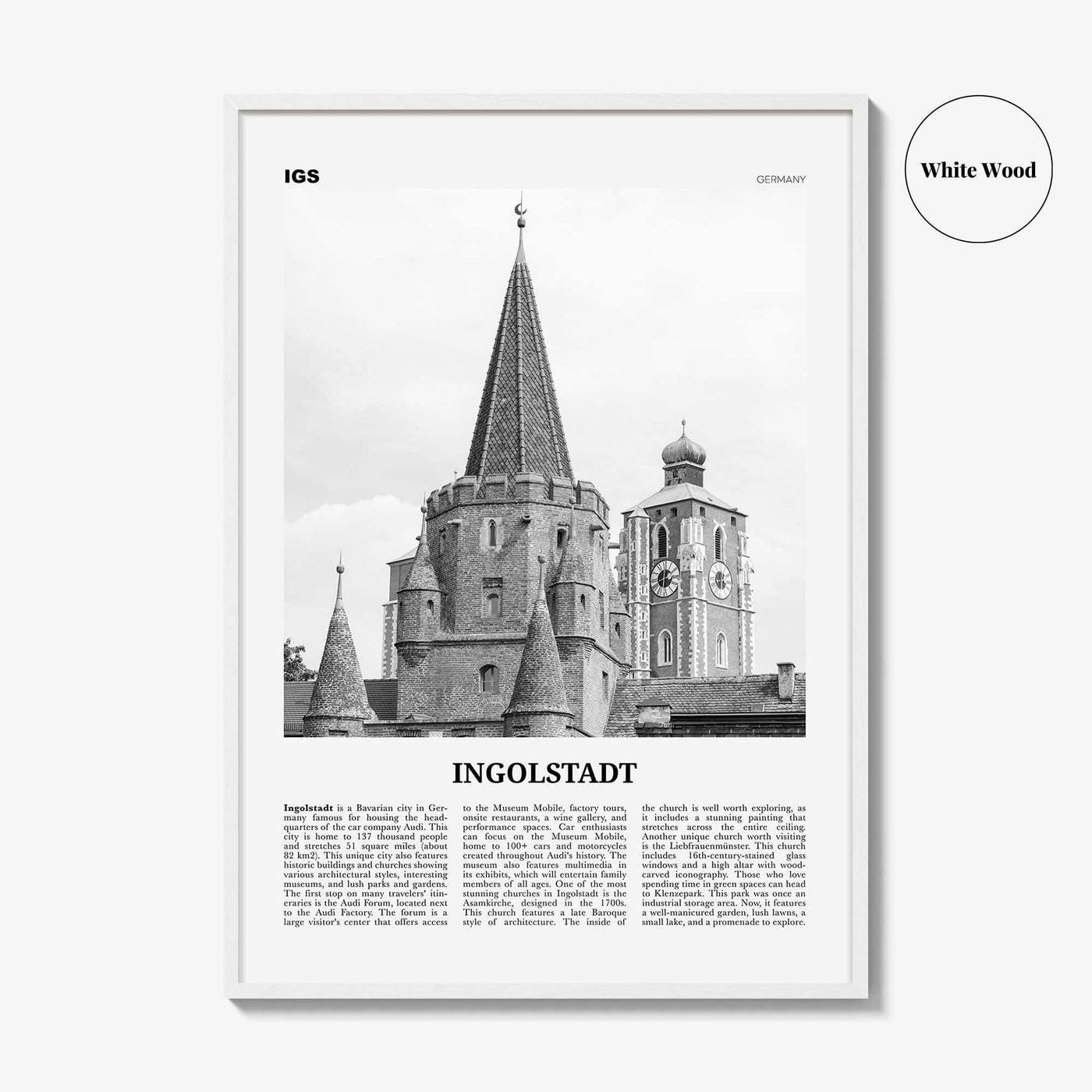 Ingolstadt Print Black and White, Ingolstadt Wall Art, Ingolstadt Poster, Ingolstadt Photo, Ingolstadt Wall Décor, Ingolstadt Map, Germany