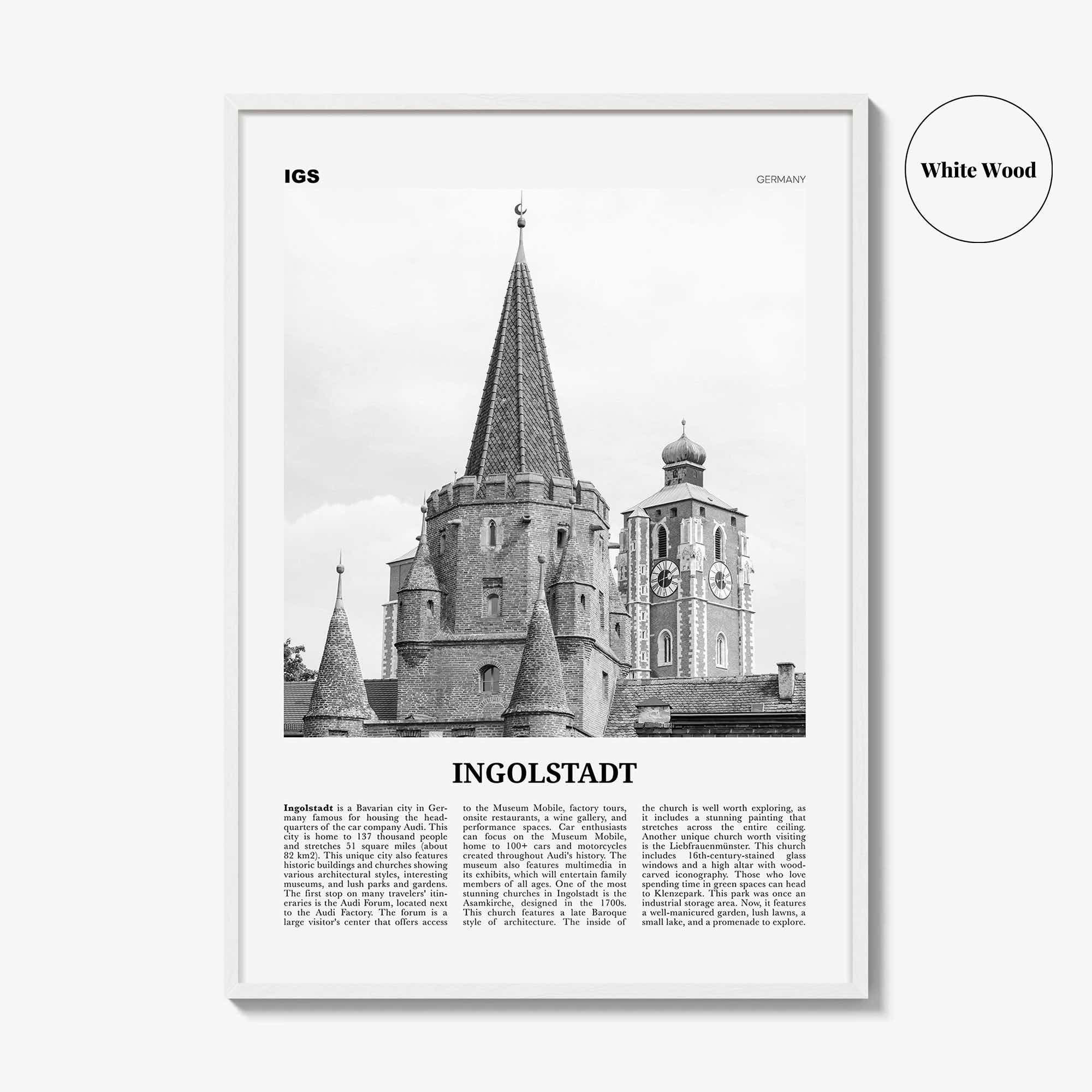 Ingolstadt Print Black and White, Ingolstadt Wall Art, Ingolstadt Poster, Ingolstadt Photo, Ingolstadt Wall Décor, Ingolstadt Map, Germany