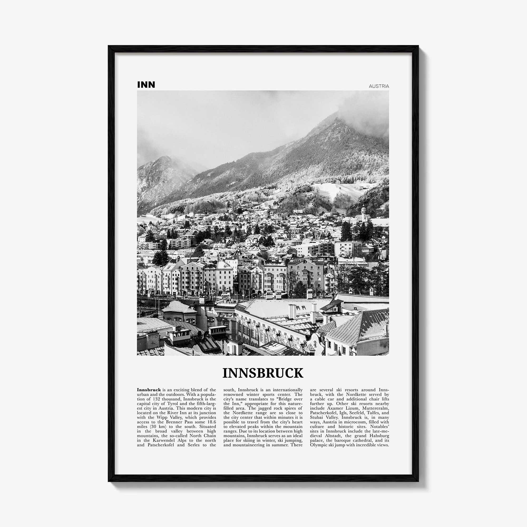 Innsbruck Print Black and White, Innsbruck Wall Art, Innsbruck Poster, Innsbruck Photo, Innsbruck Wall Decor, Austria, Österreich, Europe